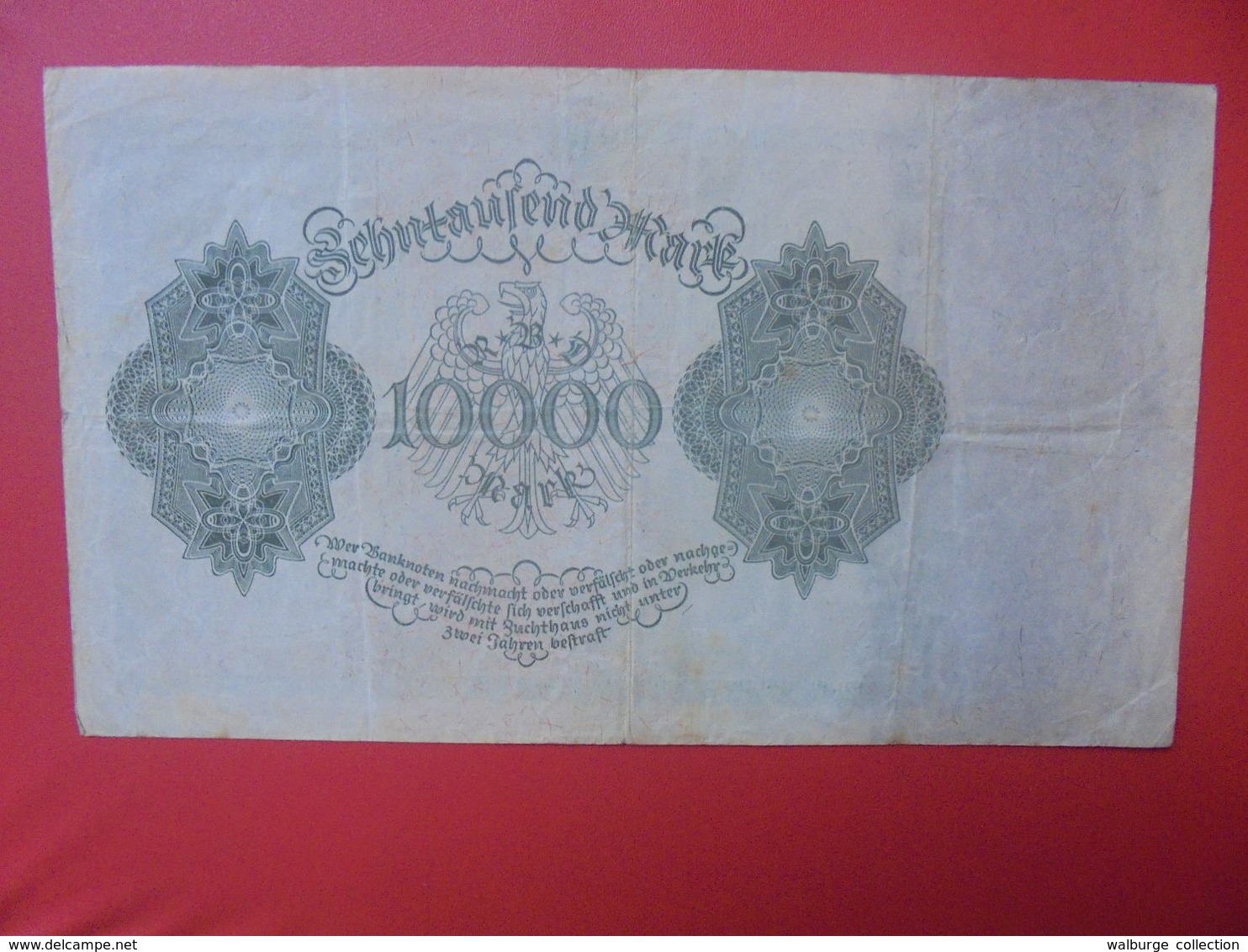 Reichsbanknote 10.000 MARK 1922 VARIETE N°2 AVEC REVERS DIFFERENT CIRCULER (B.15) - 10000 Mark