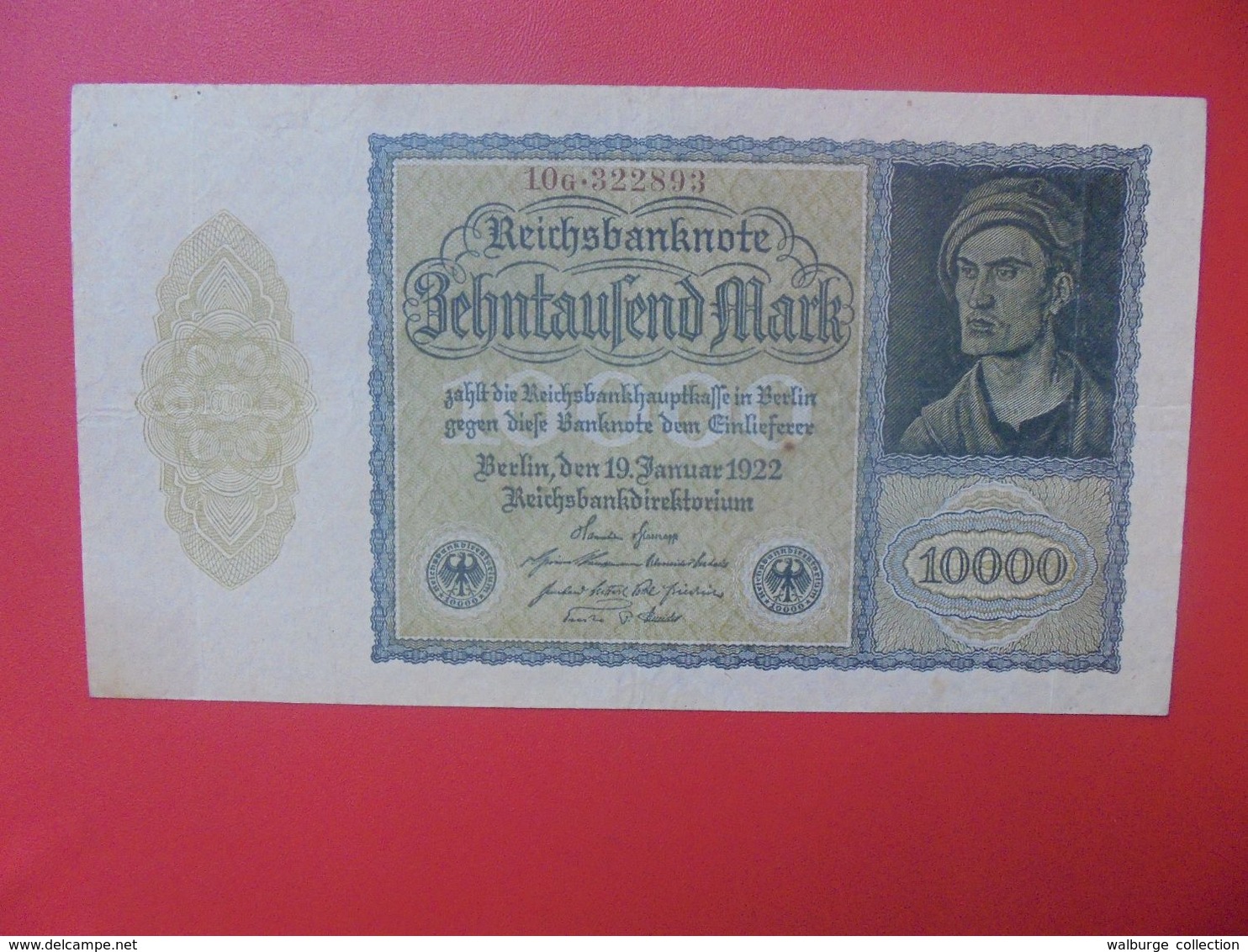 Reichsbanknote 10.000 MARK 1922 VARIETE N°3 PETIT FORMAT ET 6 CHIFFRES CIRCULER (B.15) - 10000 Mark