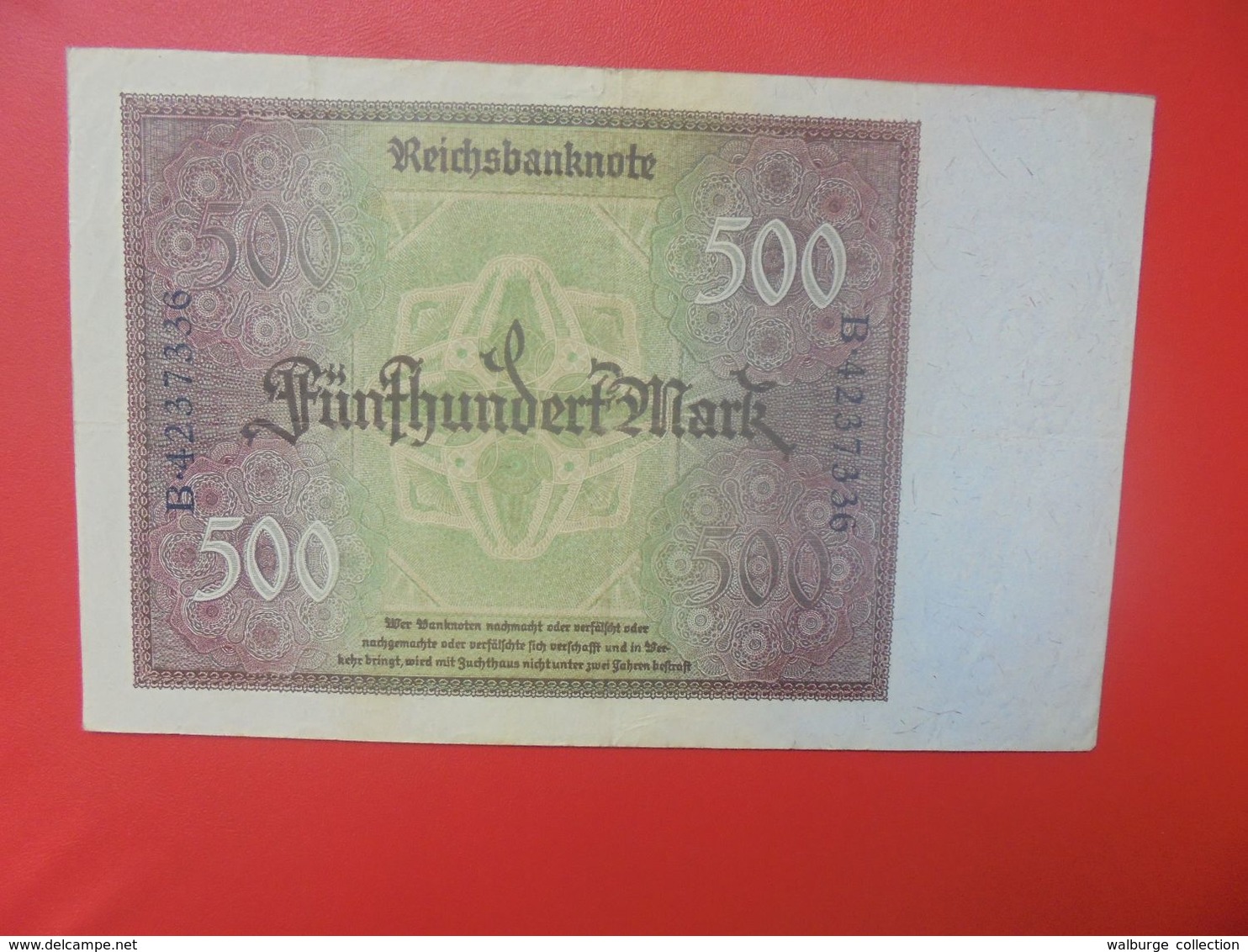 Reichsbanknote 500 MARK 1922 CIRCULER (B.15) - 500 Mark