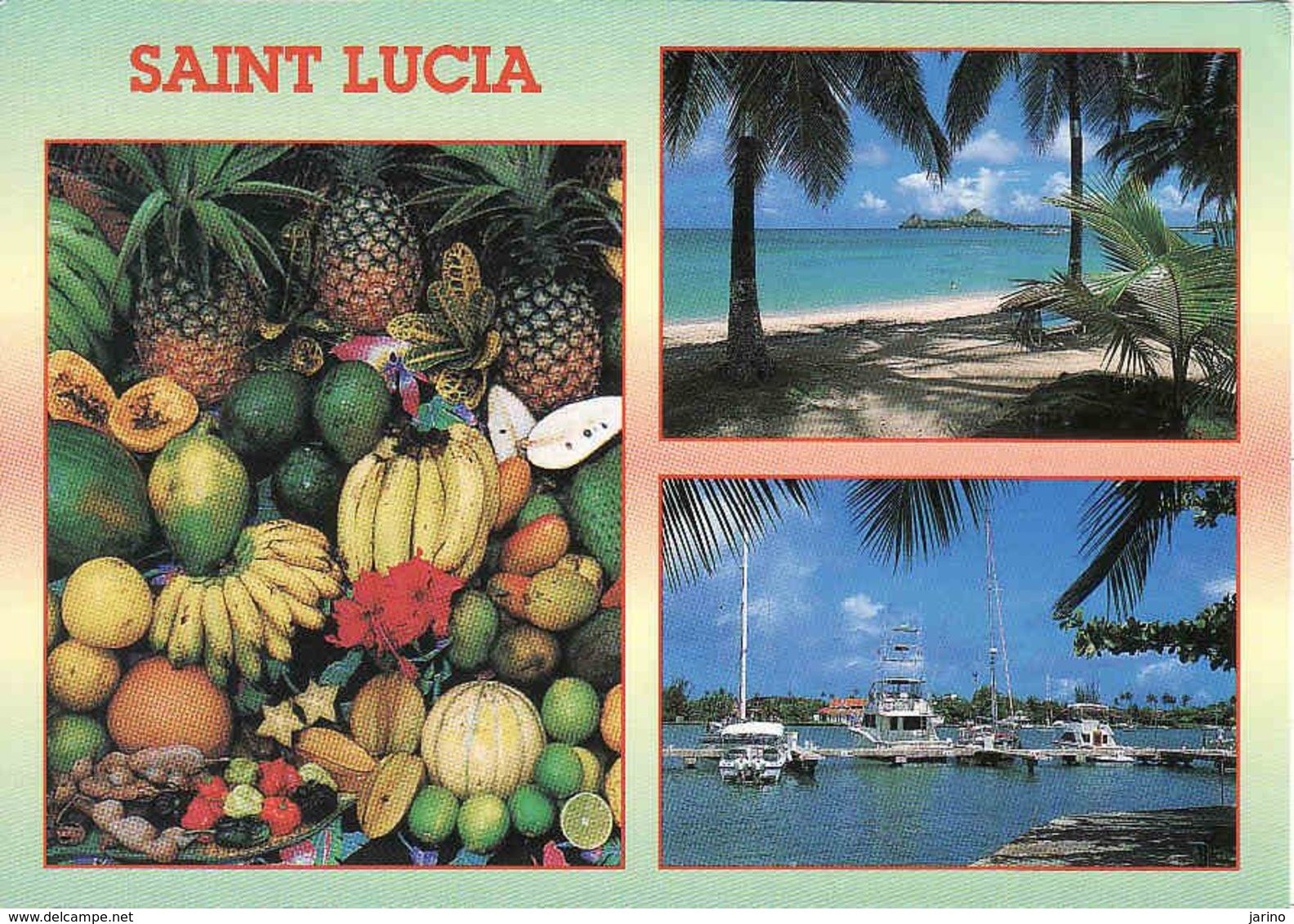 Antilles, Saint Lucia, West Indies, Beach, Fruits, Ships, Unused - Santa Lucía