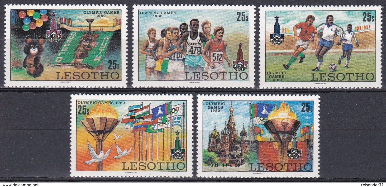 Lesotho 1980 Sport Spiele Olympia Olympics IOC Moskau Moscow Fußball Football Soccer Marathon Mischa, Mi. 291-5 ** - Lesotho (1966-...)