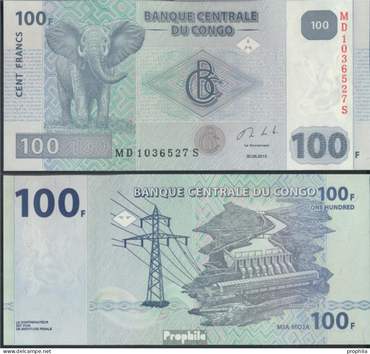 Kongo (Kinshasa) Pick-Nr: 98b Bankfrisch 2013 100 Francs - Zonder Classificatie