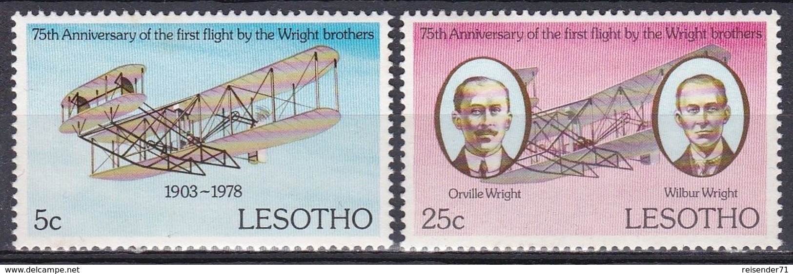 Lesotho 1978 Transport Luftfahrt Aviation Flugzeuge Aeroplanes Planes Erfindungen Inventions Wright, Mi. 260-1 ** - Lesotho (1966-...)