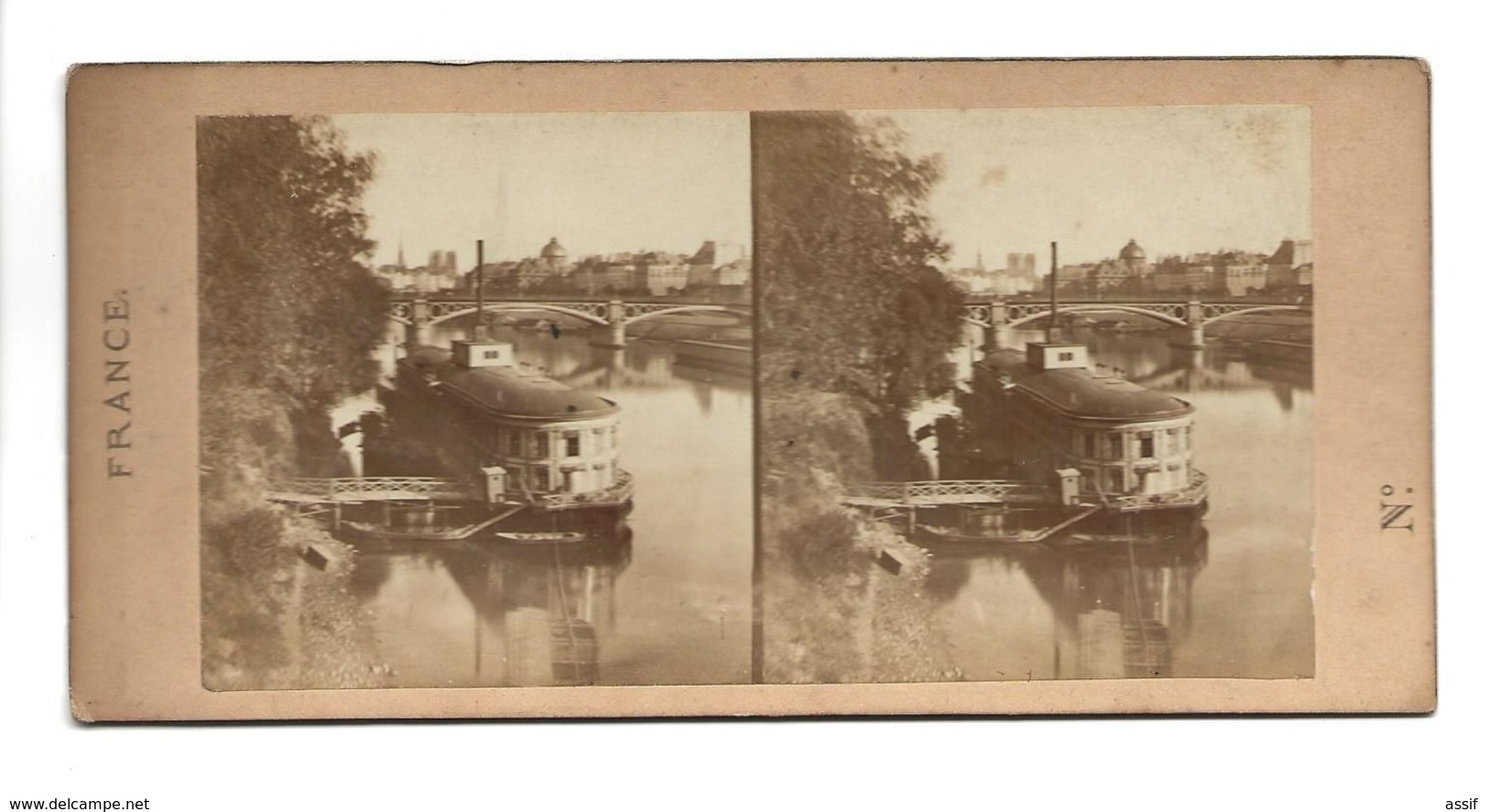 PARIS PONT DE L'INSTITUT PHOTO STEREO CIRCA 1860 /FREE SHIPPING R - Stereoscopio