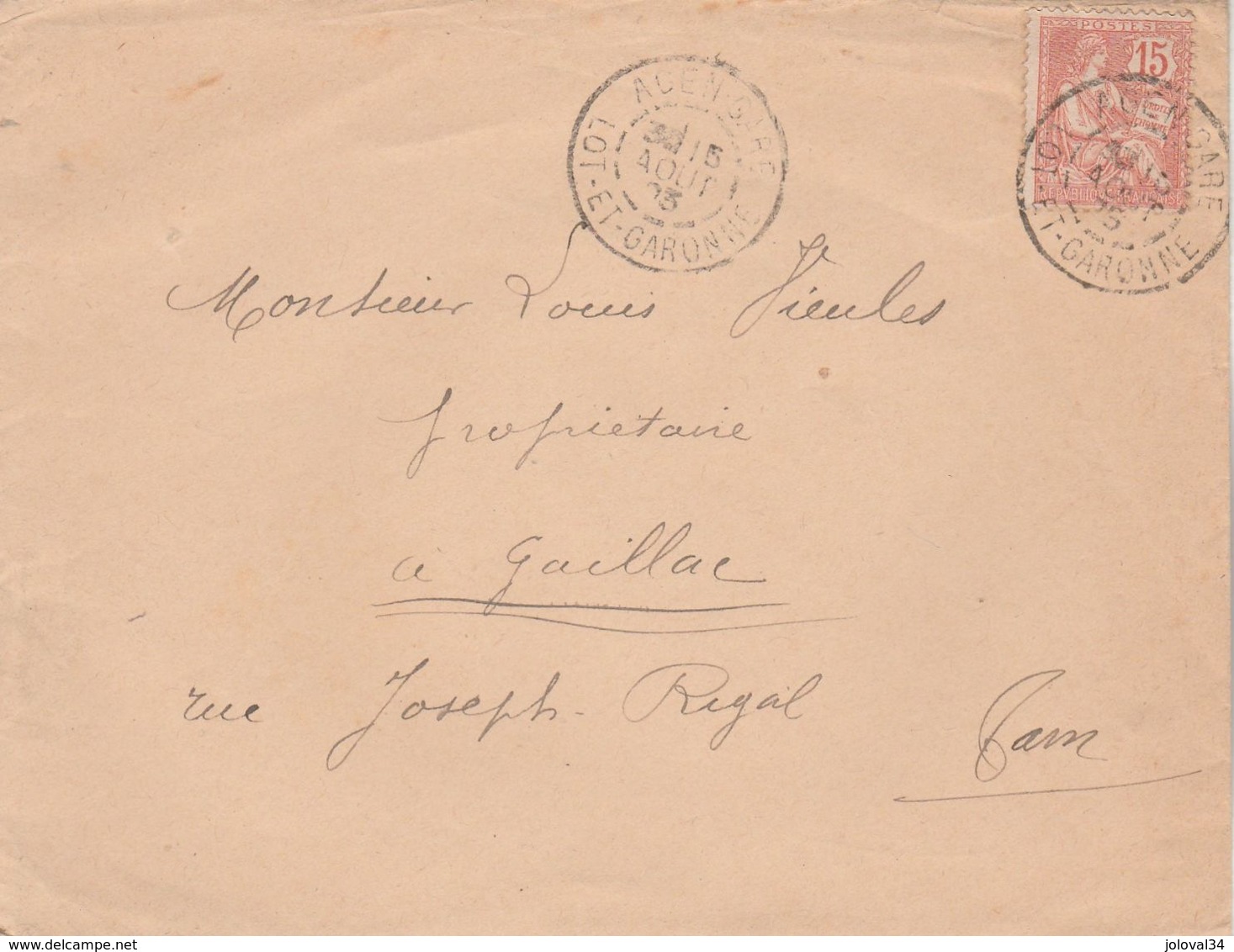 Yvert 125 Mouchon Lettre Cachet AGEN GARE Lot Et Garonne 5/8/1903 Pour Gaillac Tarn - 1877-1920: Semi Modern Period