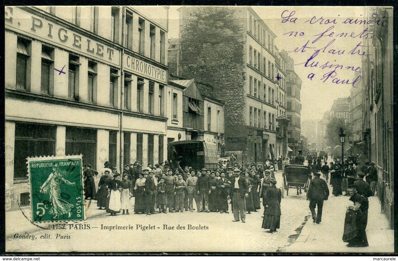 Cpa  Paris 11e  Imprimerie Pigelet  Rue Des Boulets,  Animée - Arrondissement: 11