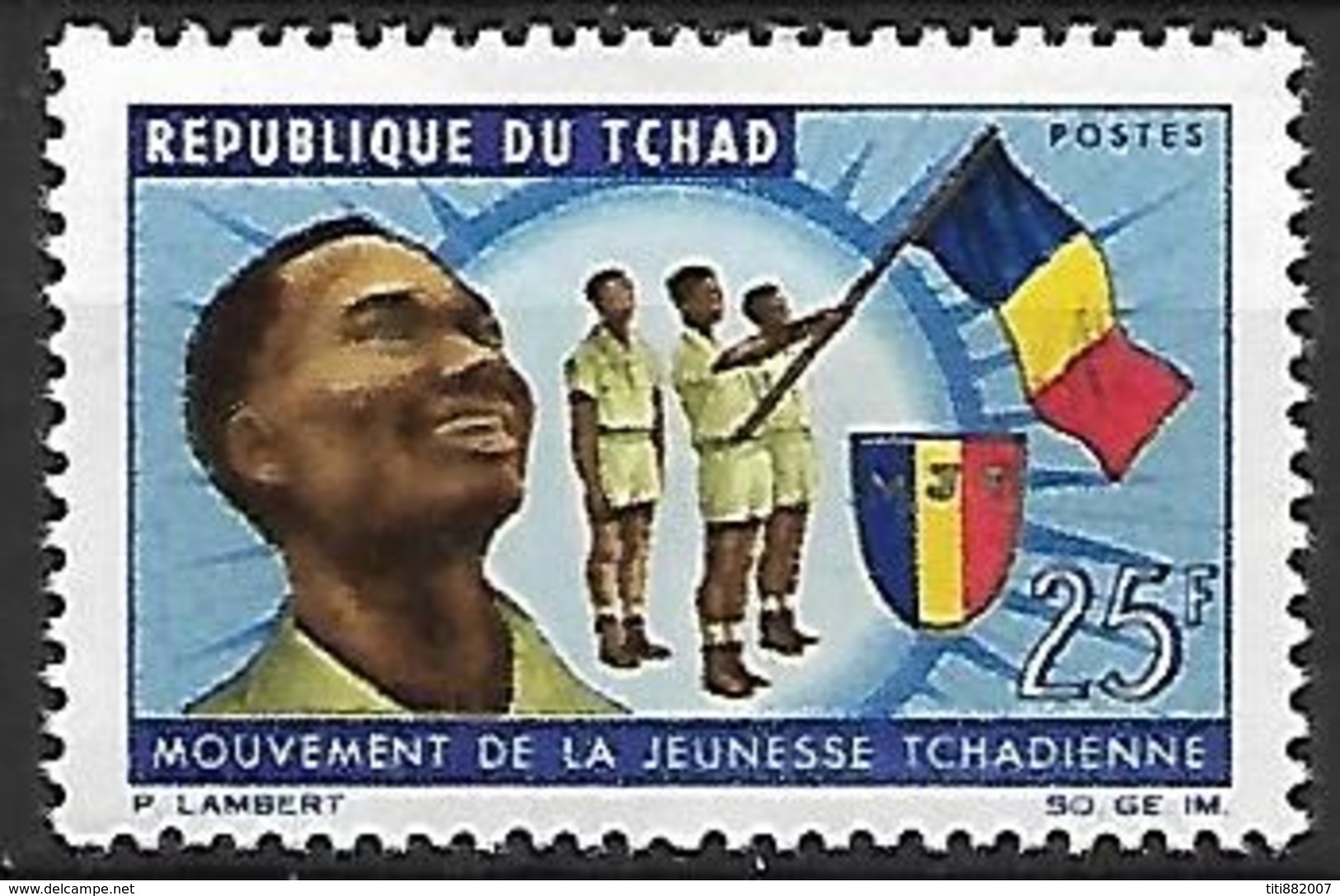 T C H A D   -    1966.      Y&T N° 130 * .    Mouvement De La Jeunesse Tchadienne  /  Drapeau - Tschad (1960-...)