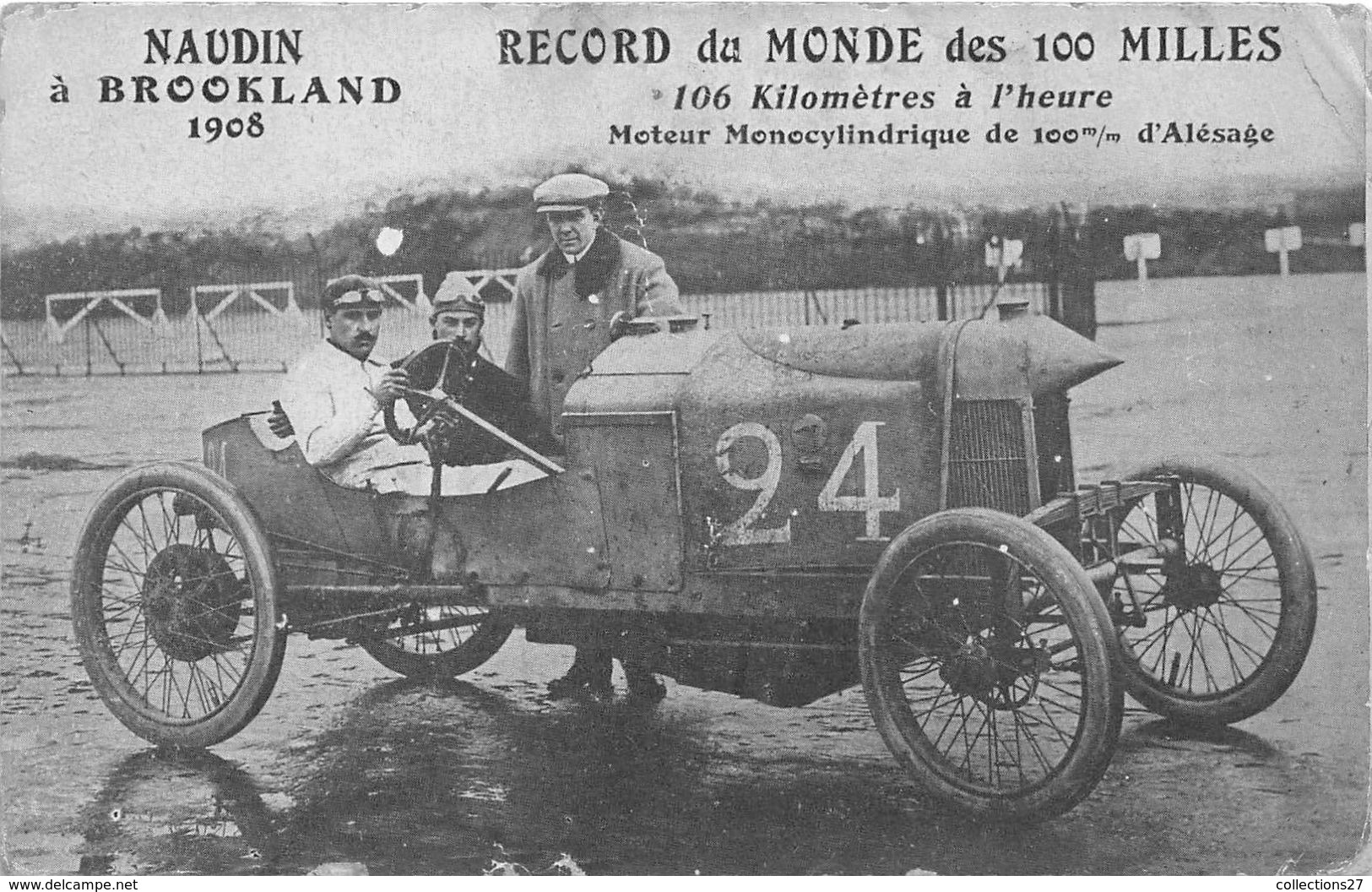 COURSES-PILOTES-NAUDIN A BROOKLAND 1908- RECORD DU MONDE DES 100 MILLES - Other & Unclassified