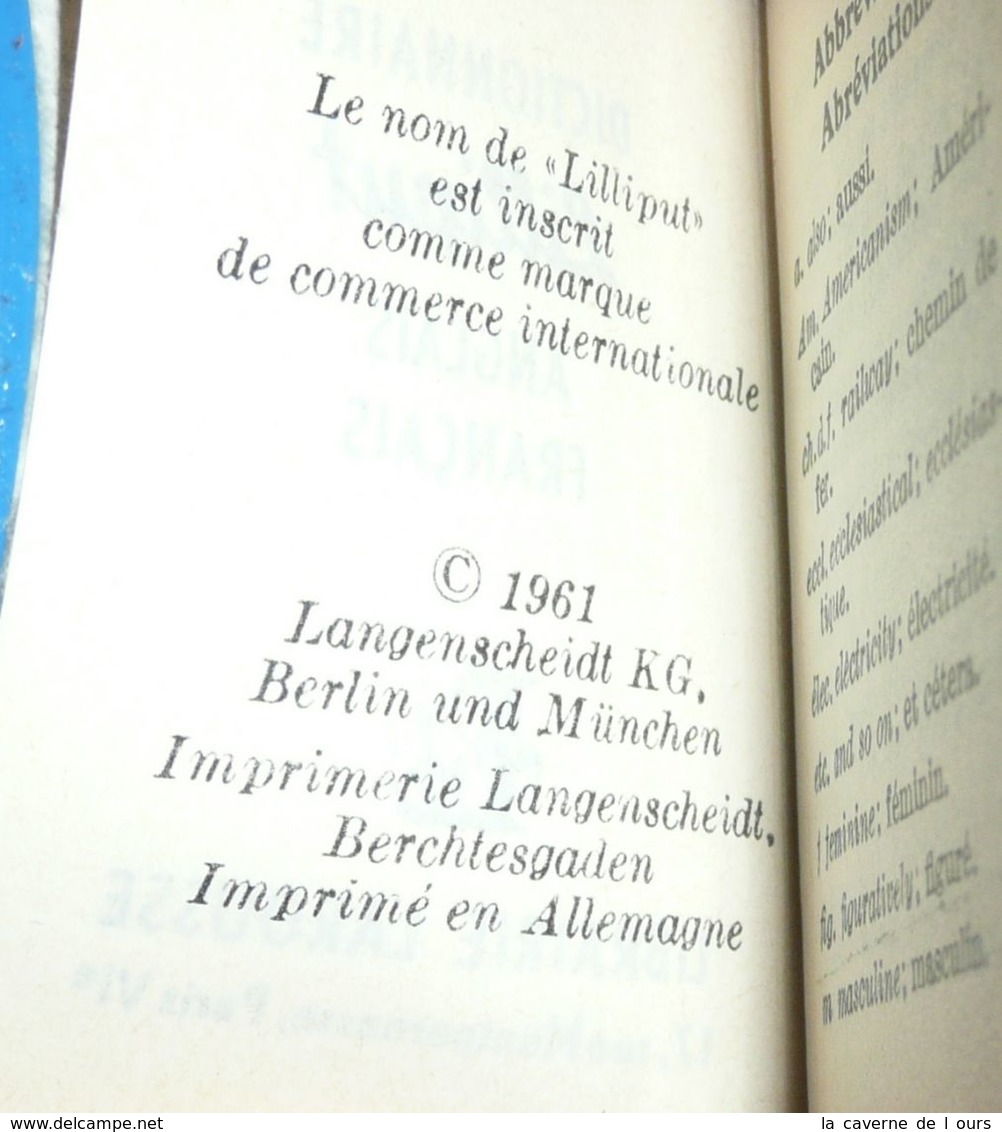 Rare Lot 2 Anciens Livres Miniatures Dictionnaire Lilliput LAROUSSE 1961 Français-Anglais Anglais-Français English - Dictionaries