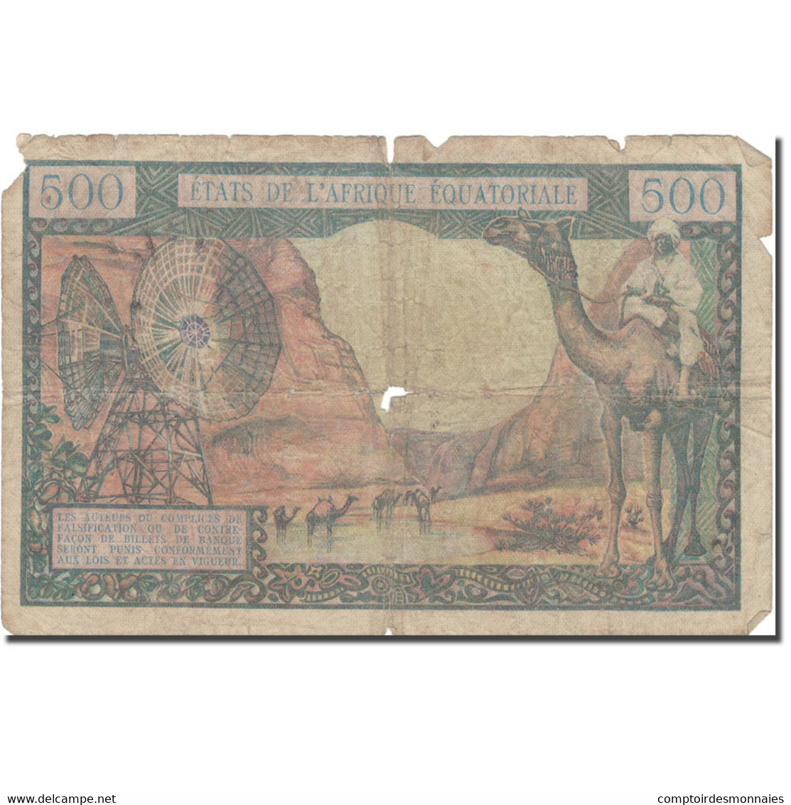 Billet, États De L'Afrique équatoriale, 500 Francs, Undated (1963), KM:4a, B+ - Stati Centrafricani