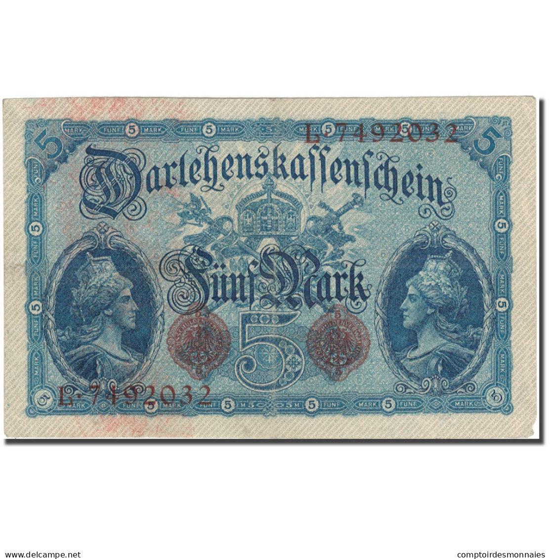 Billet, Allemagne, 5 Mark, 1914, 1914-08-05, KM:47b, TB - 5 Mark