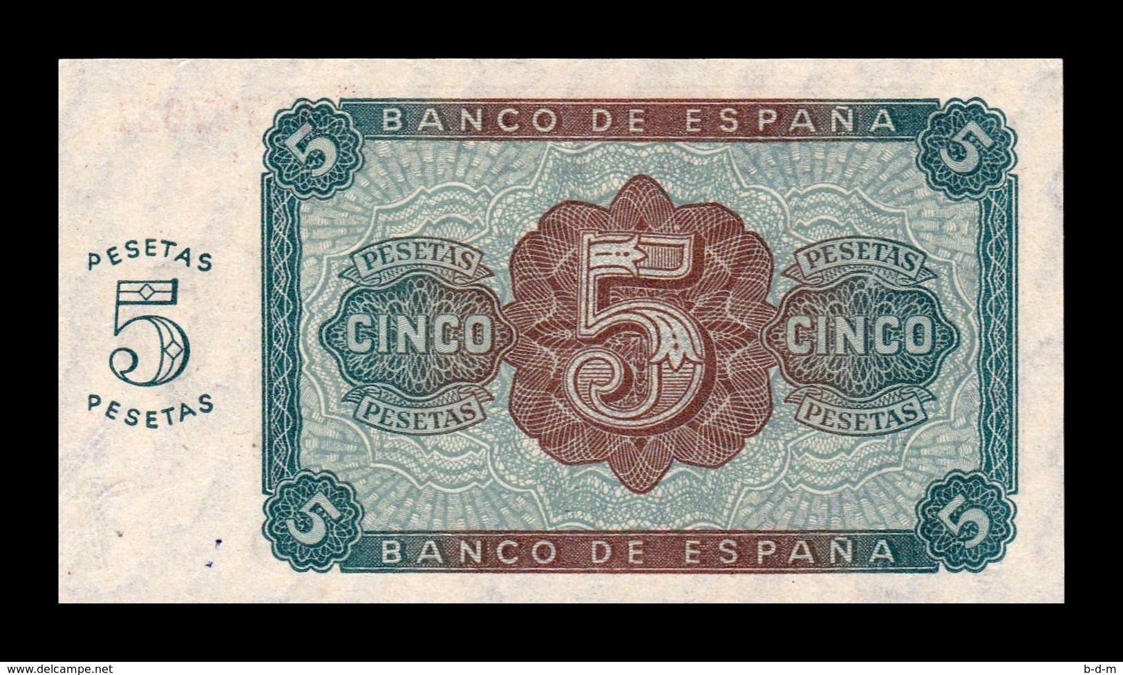 España Spain 5 Pesetas Burgos 1938 Pick 110 Serie J SC UNC - 5 Pesetas