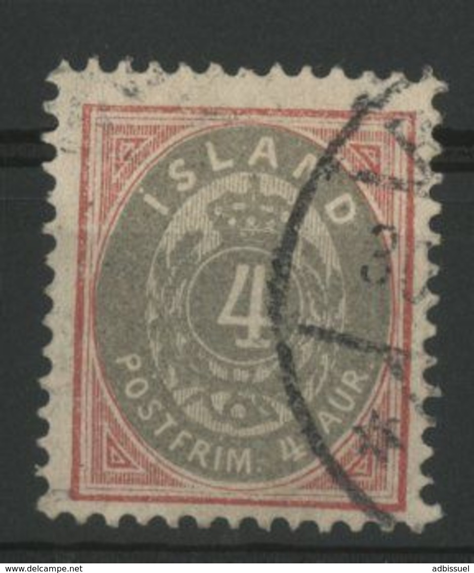 ISLANDE ICELAND COTE 22 € N° 21 Oblitéré. Dentelé 12 1/2. 4a Rose Et Gris - Gebraucht