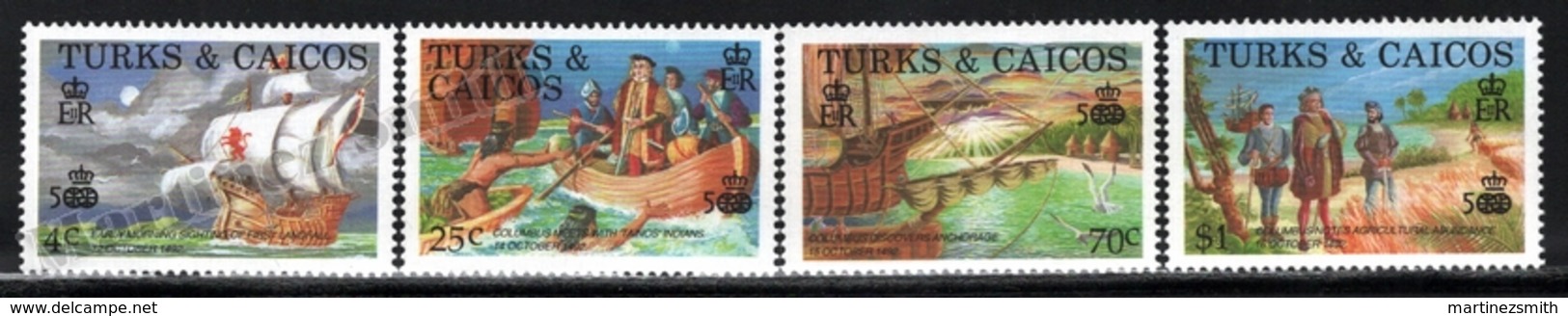 Turks & Caicos - Turcs & Caiques 1988 Yvert 777-80, History. Discovery America By Christopher Columbus. Ships - MNH - Turks And Caicos