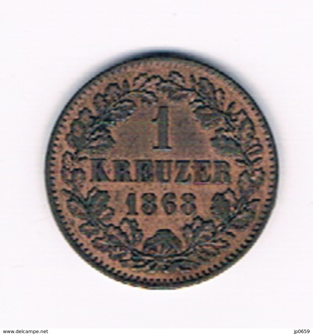 BADEN 1 KREUZER 1868 - Piccole Monete & Altre Suddivisioni