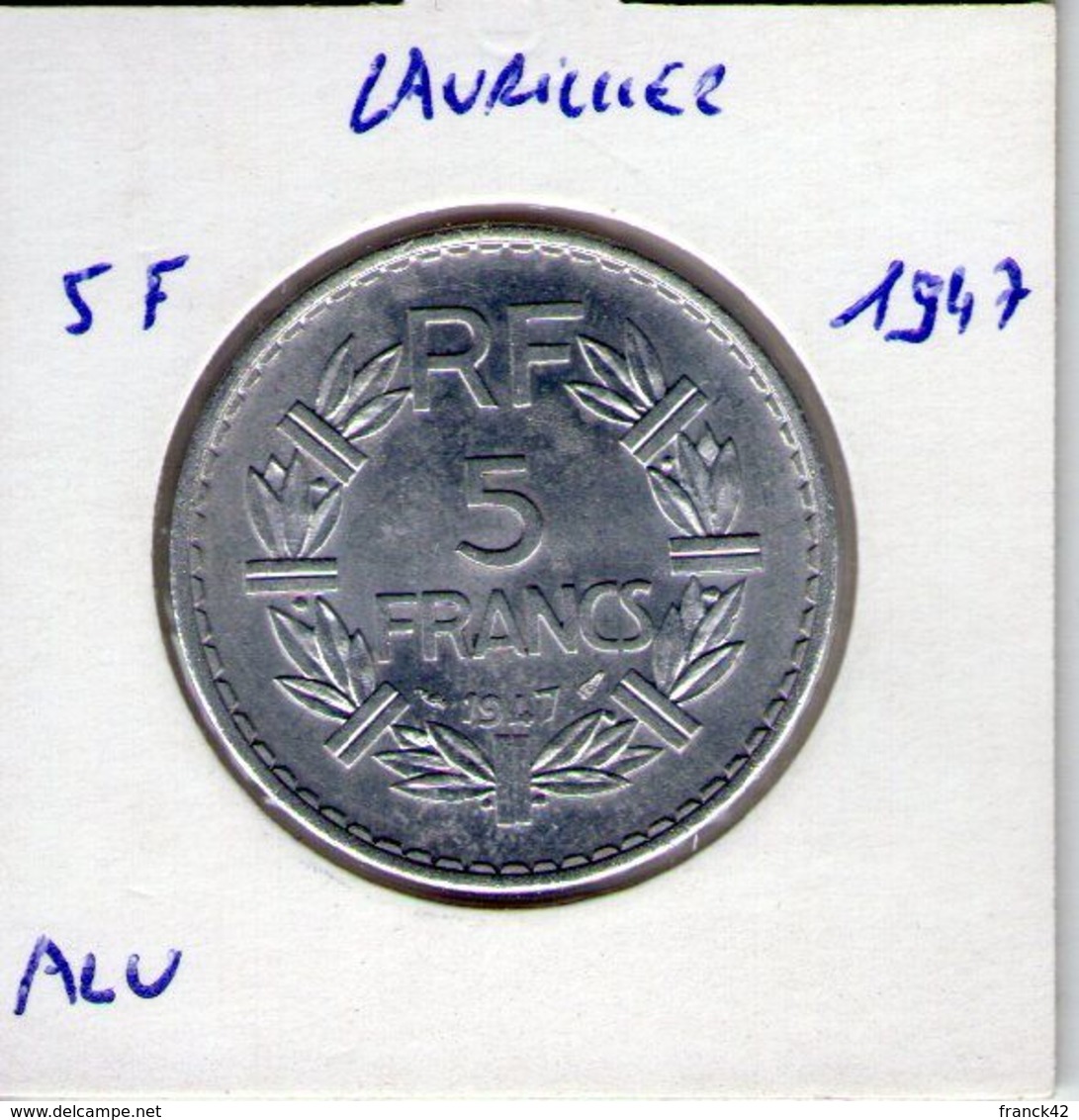 France. 5 Francs Lavrillier. 1947 état Sup - 5 Francs
