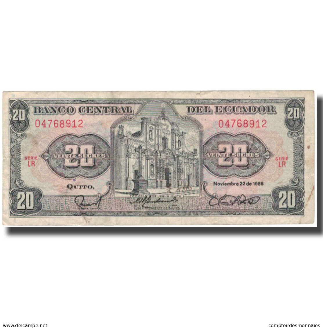 Billet, Équateur, 20 Sucres, 1988-11-22, KM:121Aa, TB - Ecuador