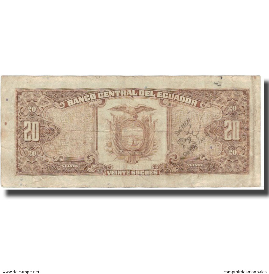 Billet, Équateur, 20 Sucres, 1988-11-22, KM:121Aa, TB - Ecuador