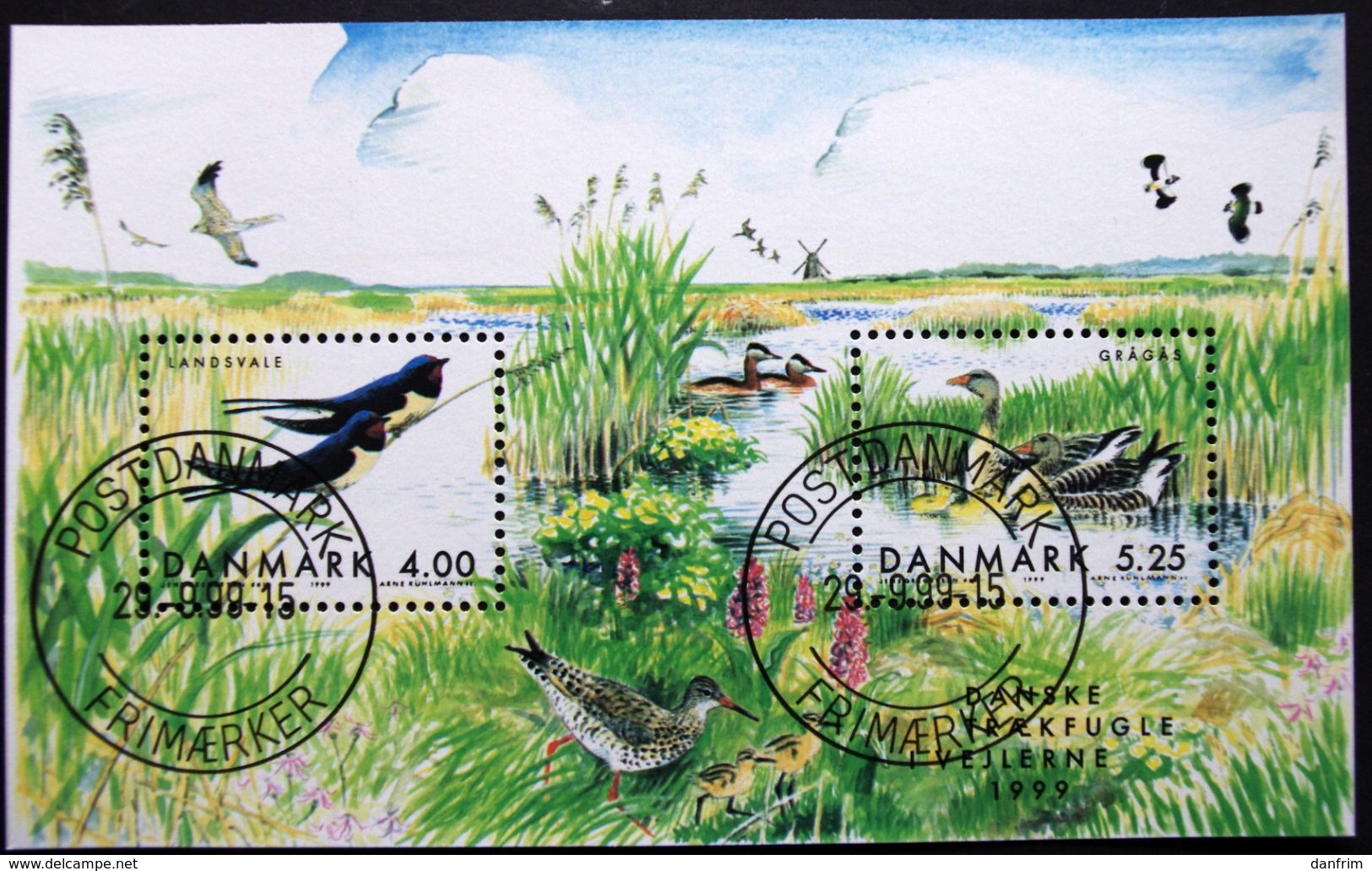 DENMARK 1999 BIRDS    MInr.1227-28   Block 12  ( O)  ( Lot Mappe ) - Used Stamps