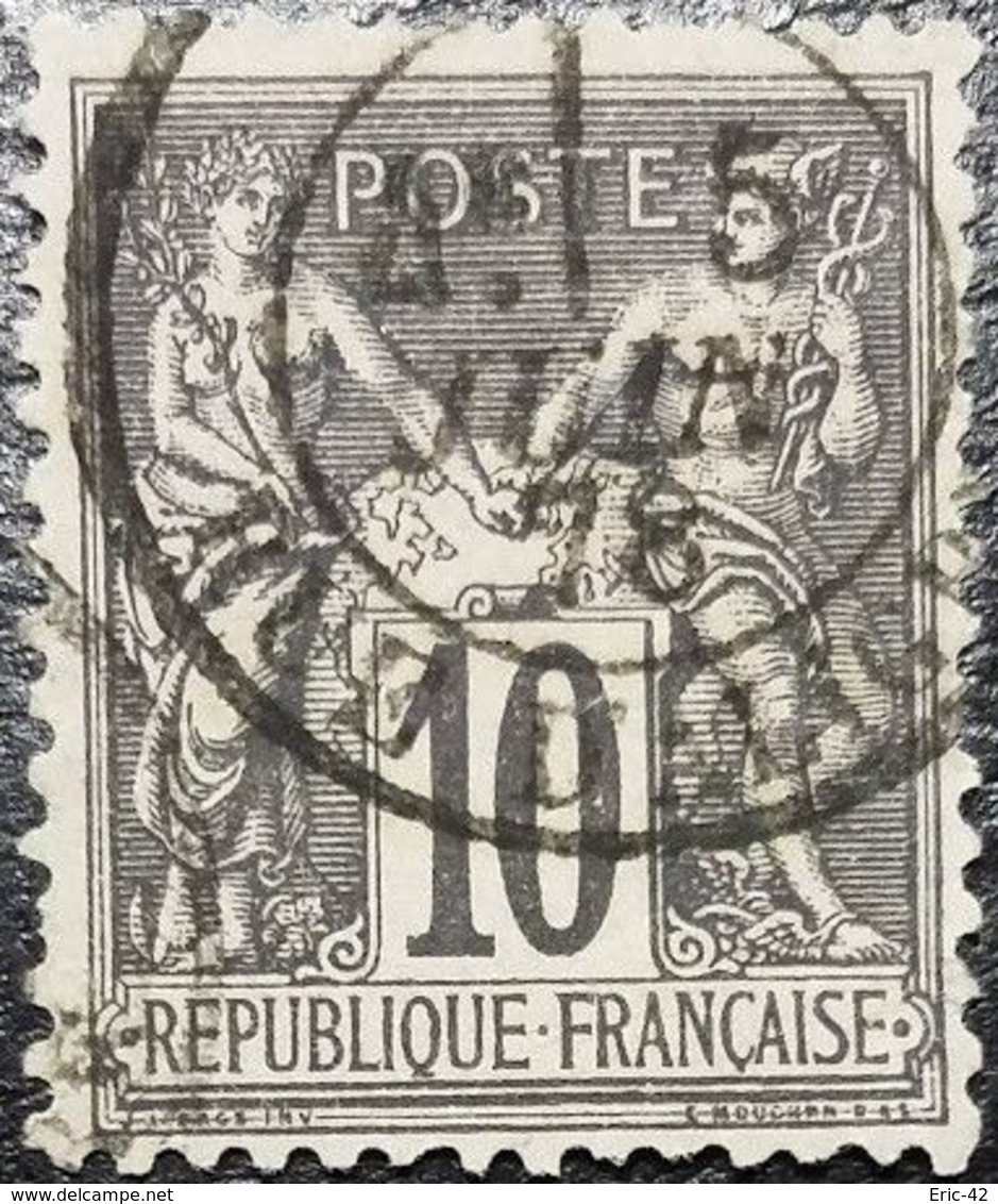 France N°89 Sage 10c. Noir Sur Lilas. Cachet Du 6 Juin 1878 à Paris (Rue D'Aligre) - 1876-1898 Sage (Type II)