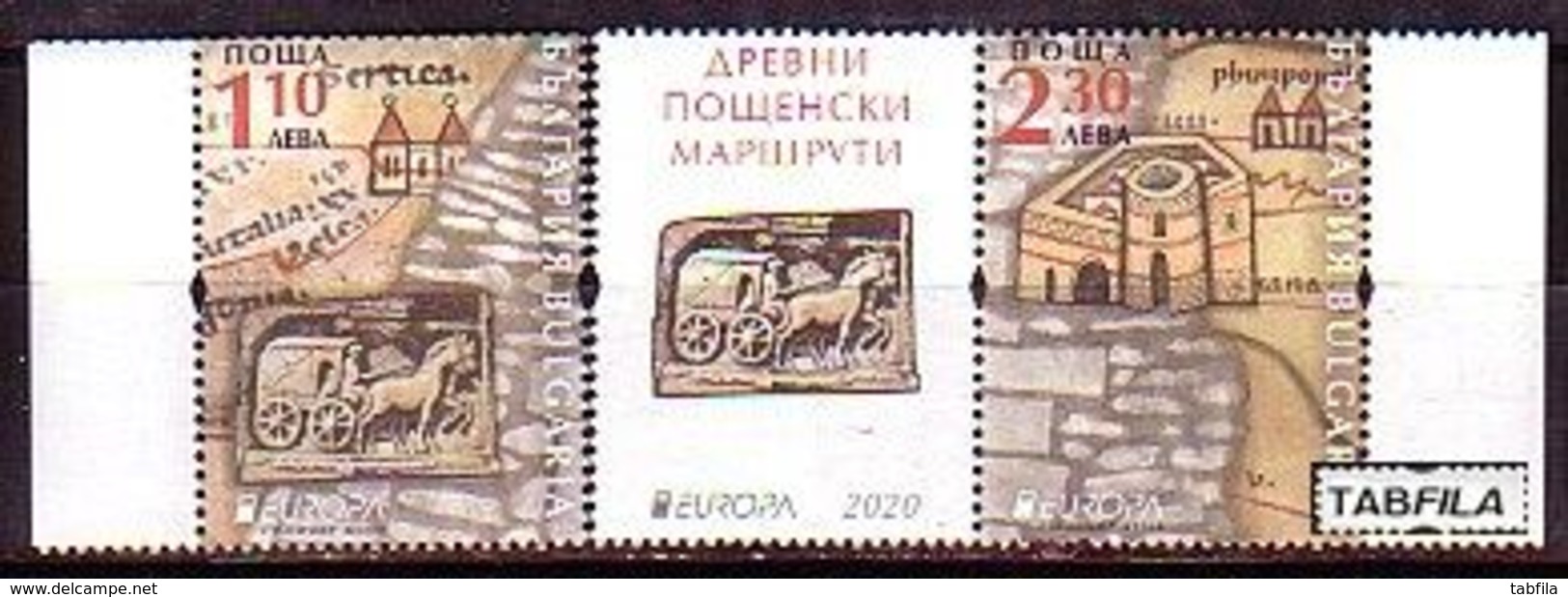 BULGARIA - 2020 - Europa CEPT - Ancient Postal Routes - Set + Vignet - Unused Stamps