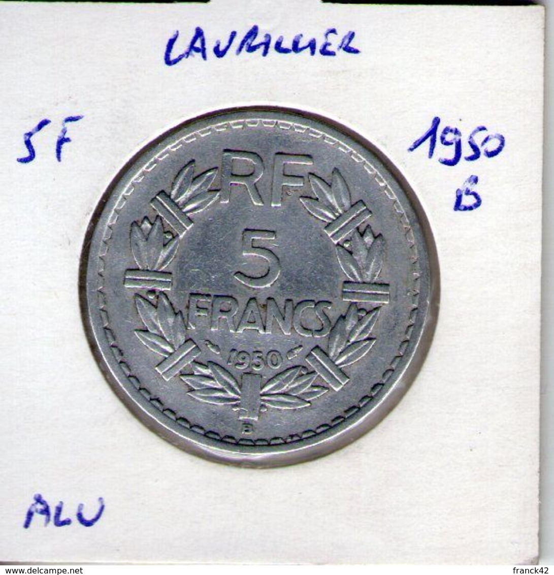 France. 5 Francs Lavrillier. 1950 B - 5 Francs