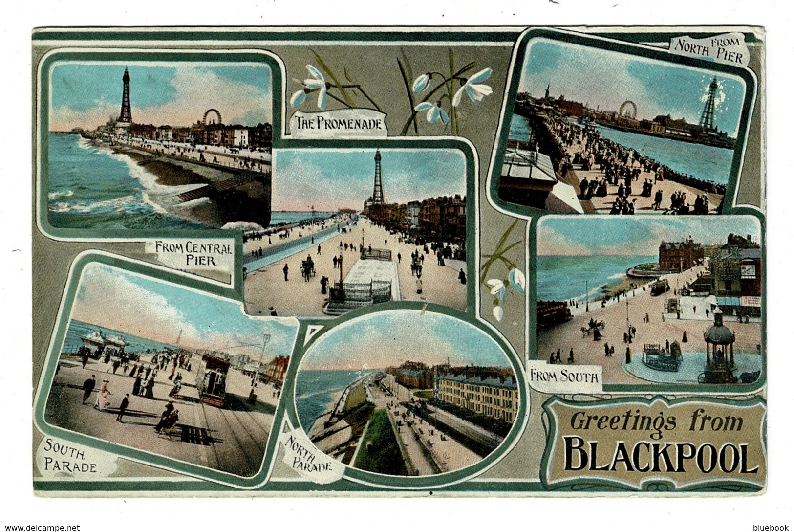 Ref 1379 - 1908 Multiview Postcard - Blackpool Lancashire - Blackpool