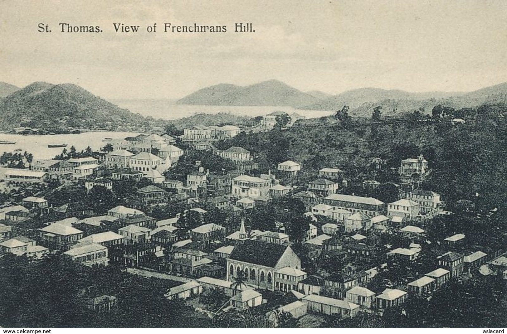 D.W.I. Danish West Indies  St Thomas  View Of Frenchmans Hill  Edit Edw. Fraas . Colons Français - Virgin Islands, US