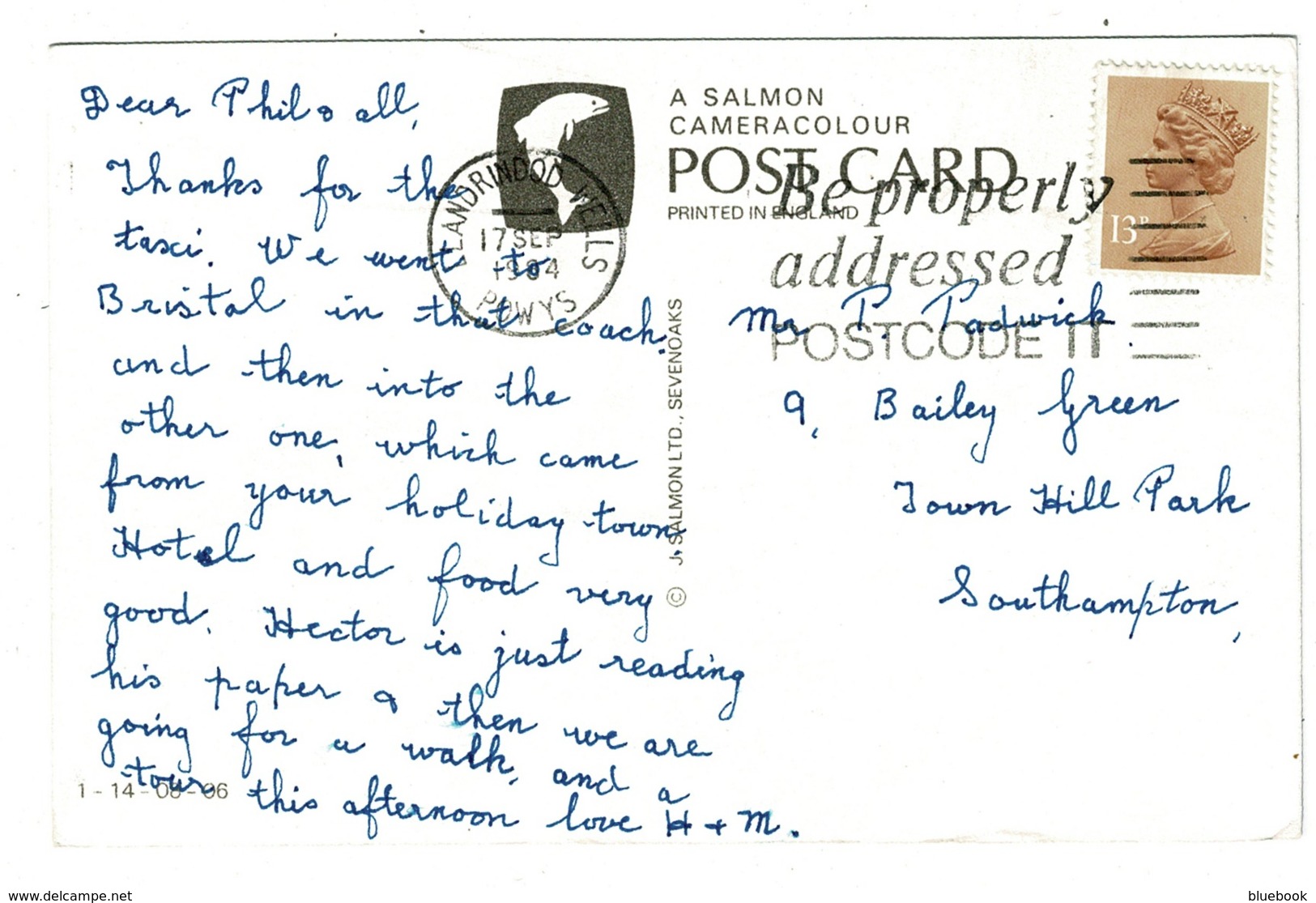 Ref 1380 - 1984 J. Salmon Postcard - VW Beetle At Hotel Metropole - Llandrindod Wells - Radnorshire - Radnorshire
