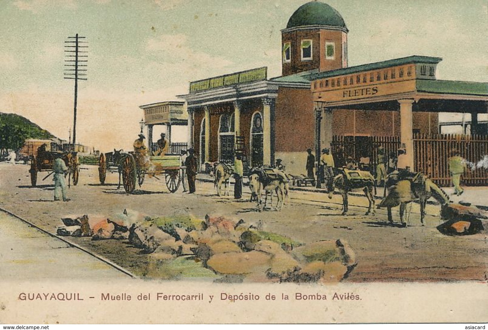 Guayaquil Muelle Del Ferrocarril Y Deposito De La Bomba Avilès . Bomberos . Pompiers - Ecuador