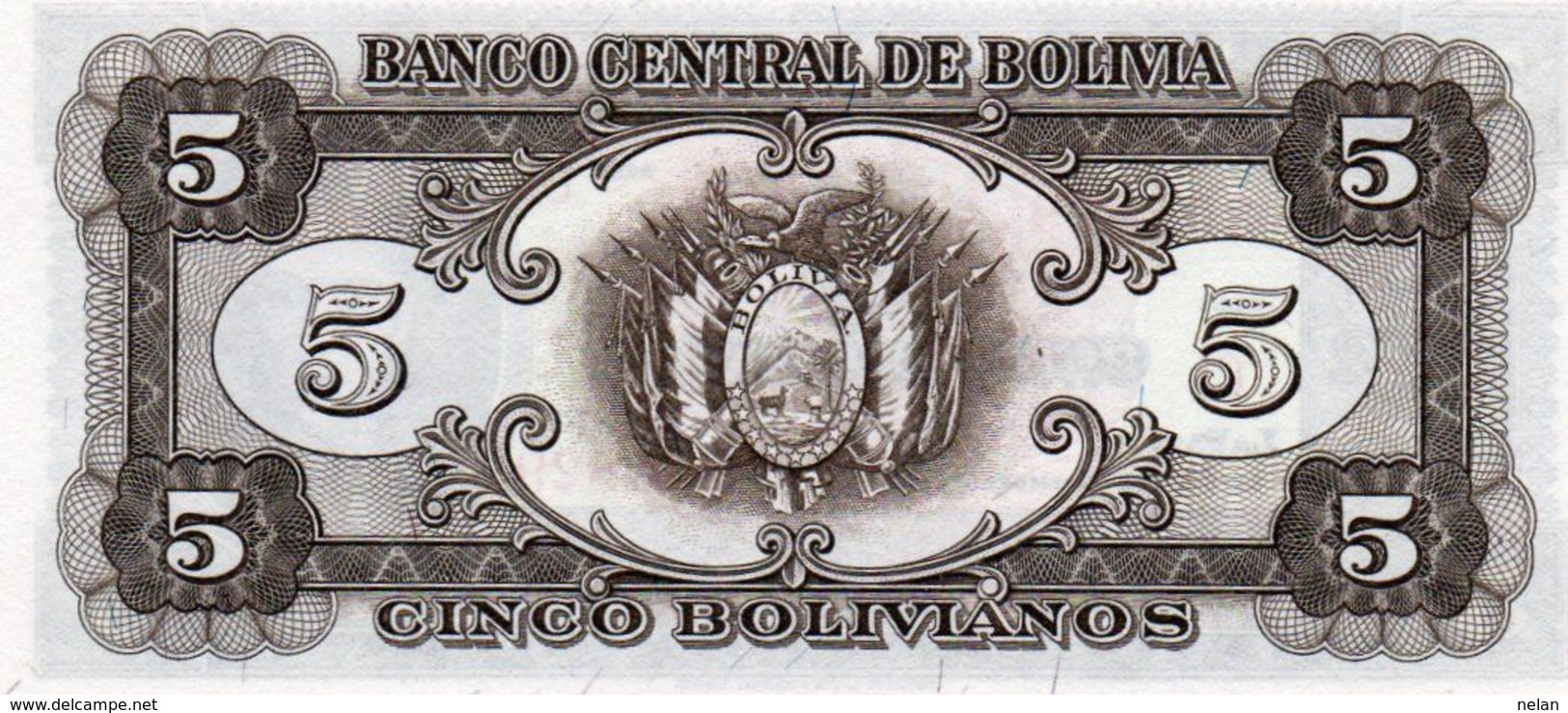 BOLIVIA 5 BOLIVIANOS 1945 P-138d   UNC - Bolivia