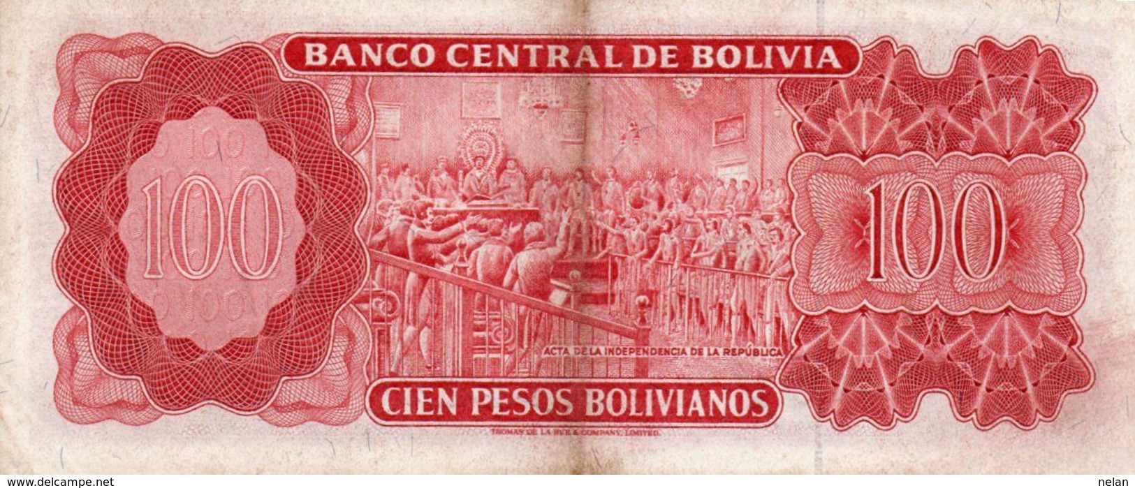 BOLIVIA 100 PESOS BOLIVIANOS 1962  P-163  XF - Bolivië