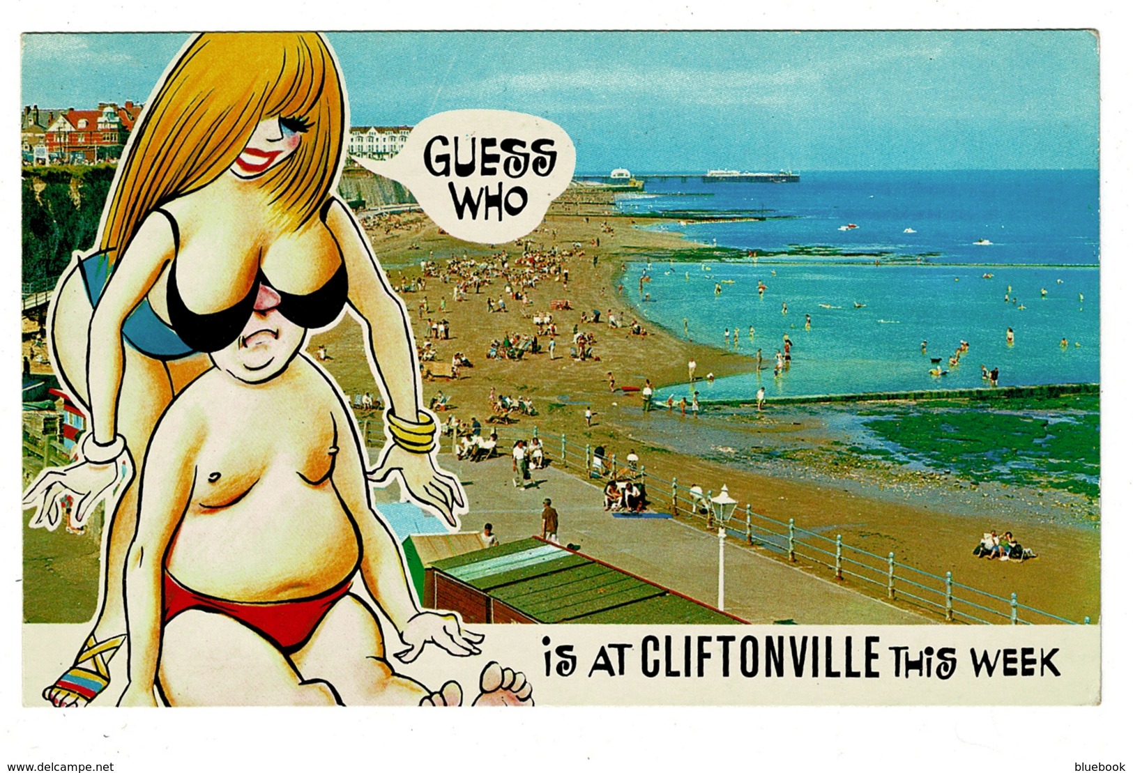 Ref 1382 - 1975 Bamforth Comic Postcard - Guess Who Is At Cliftonville This Week? - Kent - Fumetti