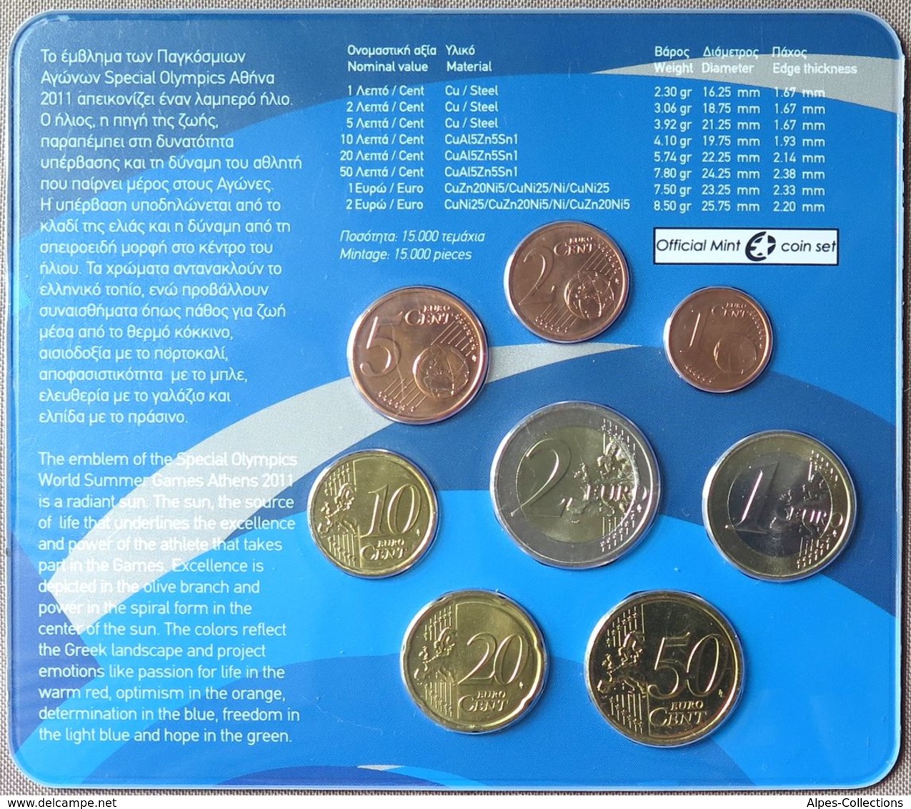 GRX2011.1 - SERIE BU EUROS GRECE - 2011 - 1 Cent à 2 Euros - Greece