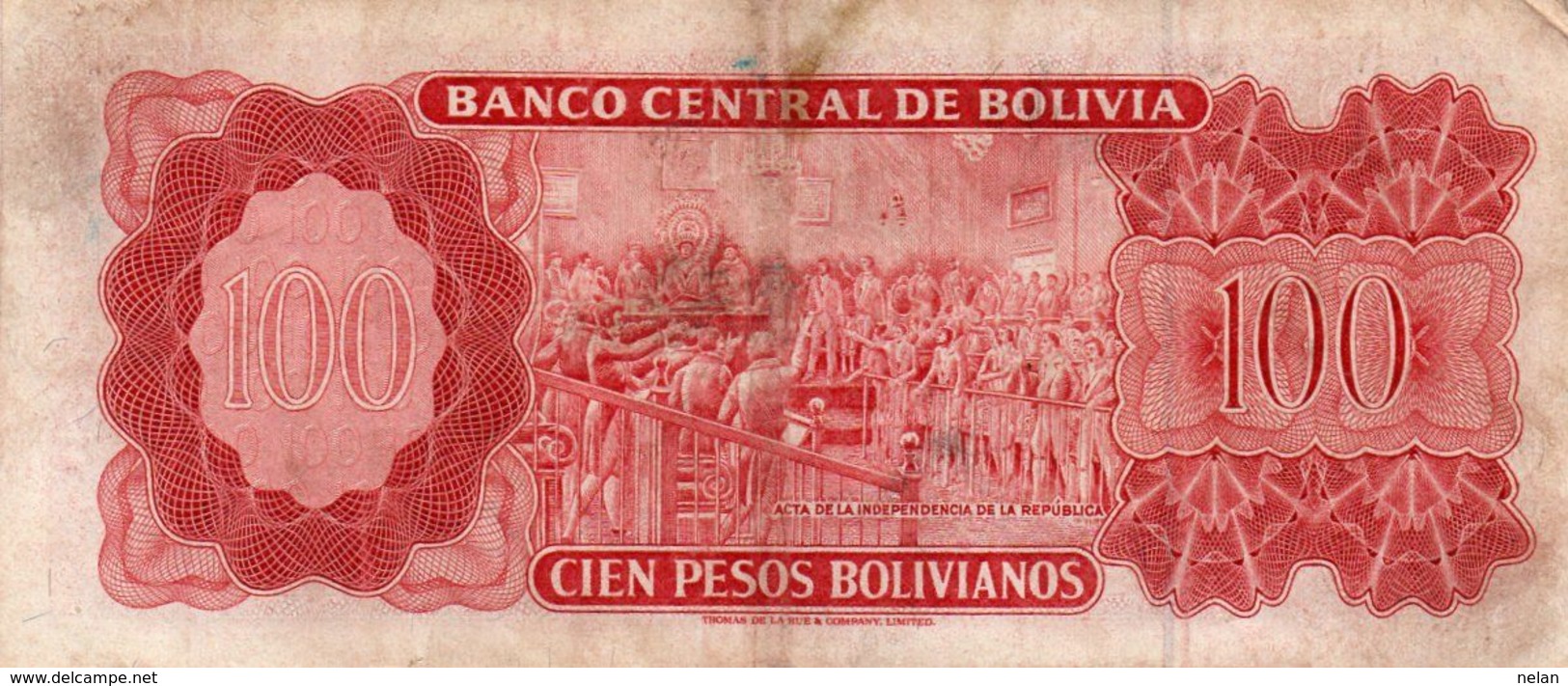BOLIVIA 100 PESOS BOLIVIANOS 1962  P-163a  VF++  SERIE X 7340828 - Bolivie