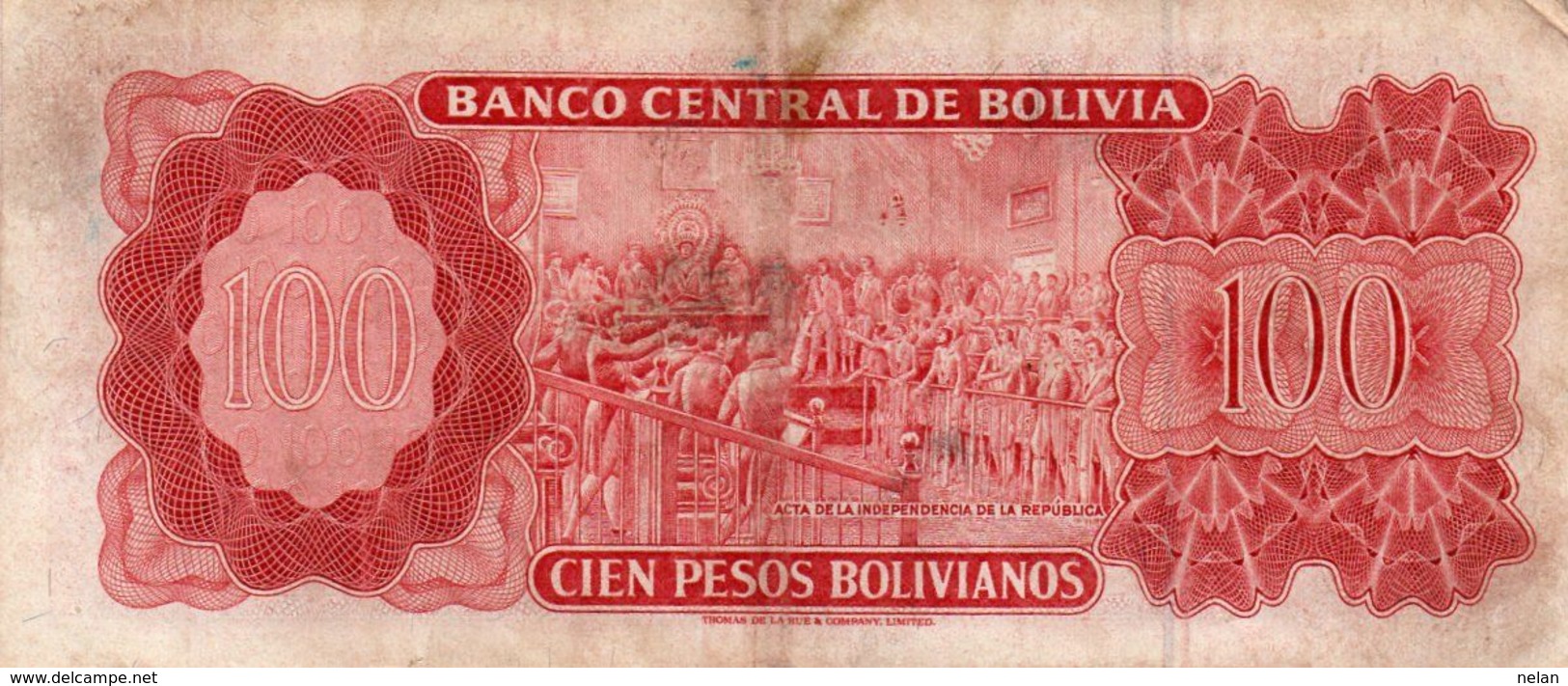 BOLIVIA 100 PESOS BOLIVIANOS 1962  P-163a  VF++  SERIE X 7340828 - Bolivia