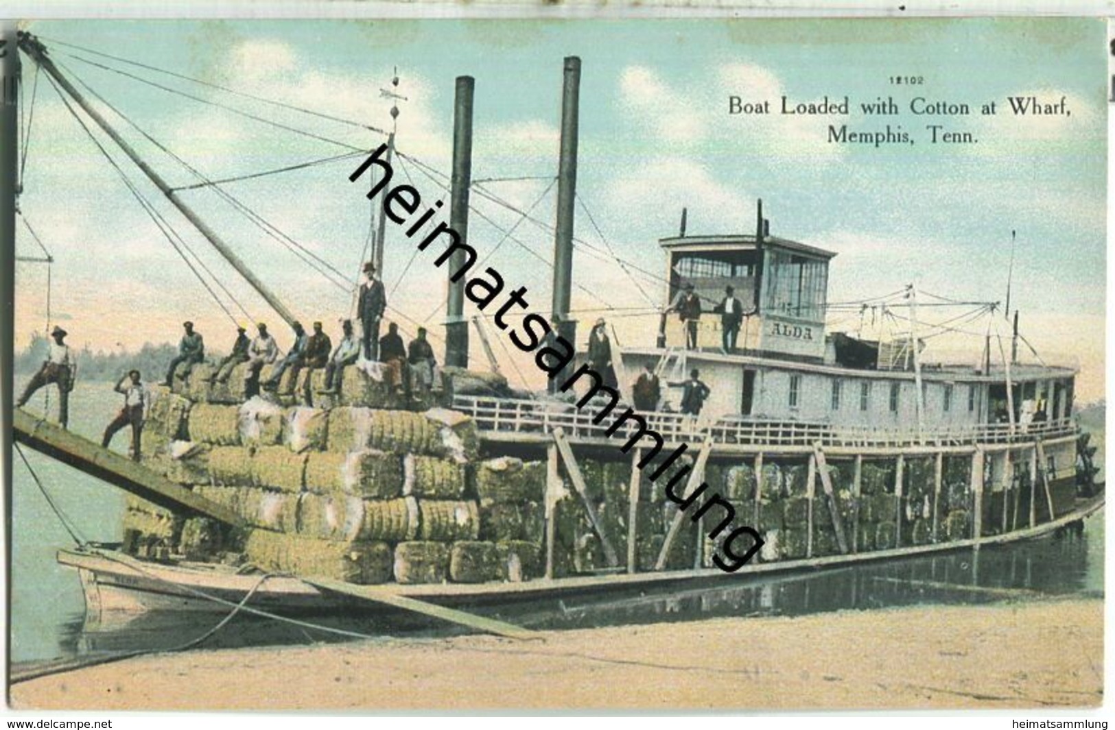 Tennessee - Memphis - Boat Loaded With Cotton At Wharf - Memphis