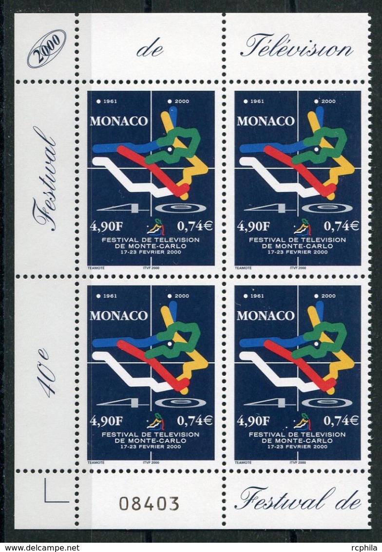 RC 18043 MONACO N° 2231 FESTIVAL DE TELEVISION BLOC DE 4 NEUF ** TB - Unused Stamps