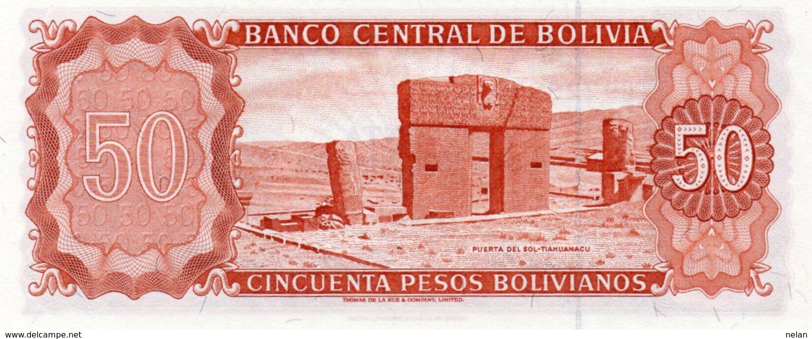 BOLIVIA 50 PESOS BOLIVIANOS 1962  P-162a20  UNC - Bolivie