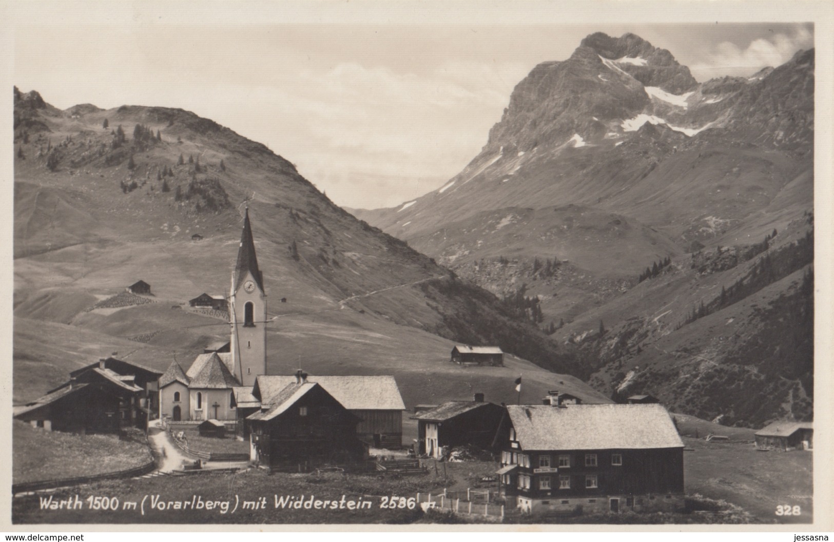 AK - Vorarlberg - WARTH - Dorfansicht Mit Kath. Pfarrkirche Und Widderstein 1930 - Warth