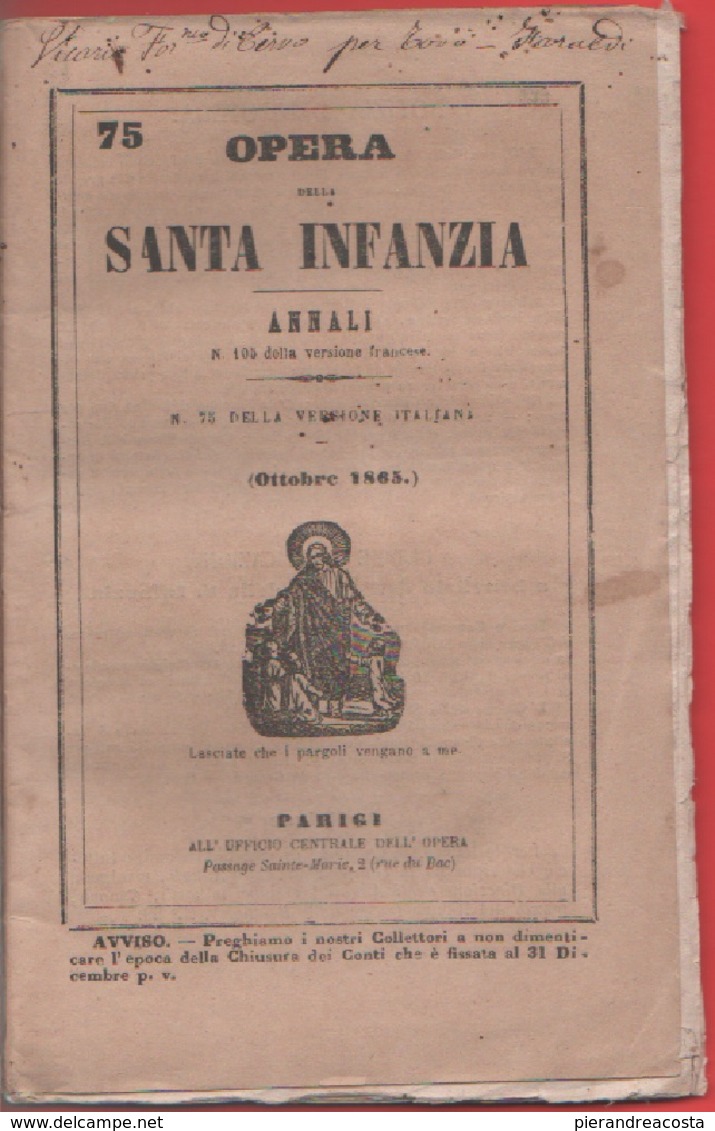 Opera Della Santa Infanzia. Annali N. 75, Ottobre 1865 - Libri Antichi