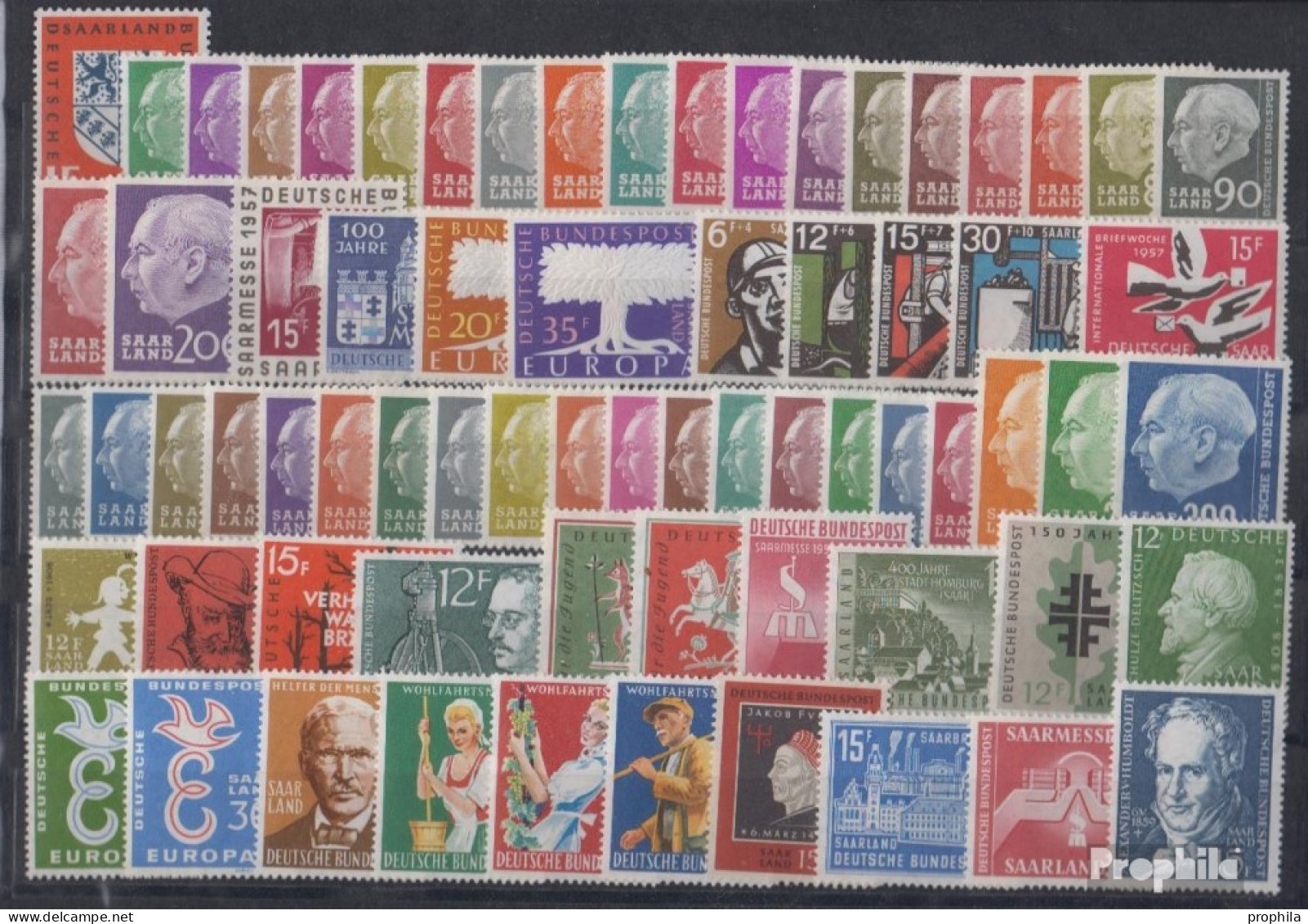 Saarland 70 Verschiedene Briefmarken Postfrisch OPD Saarbrücken 1957 Bis 1959 Komplett - Verzamelingen & Reeksen