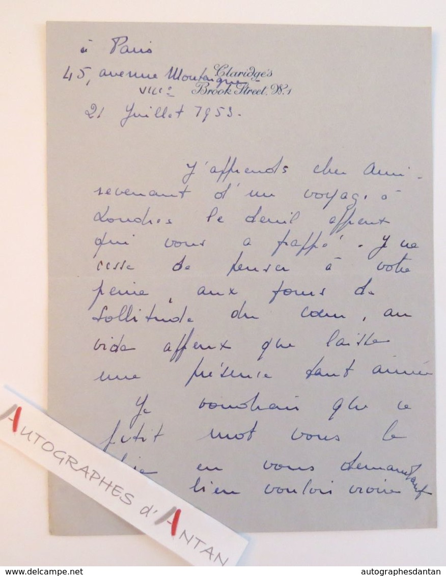 L.A.S 1953 Renata De GENNES Auteur à Maurice ROSTAND Suite Décès Rosemonde Gérard Lettre Autographe - Sonstige & Ohne Zuordnung