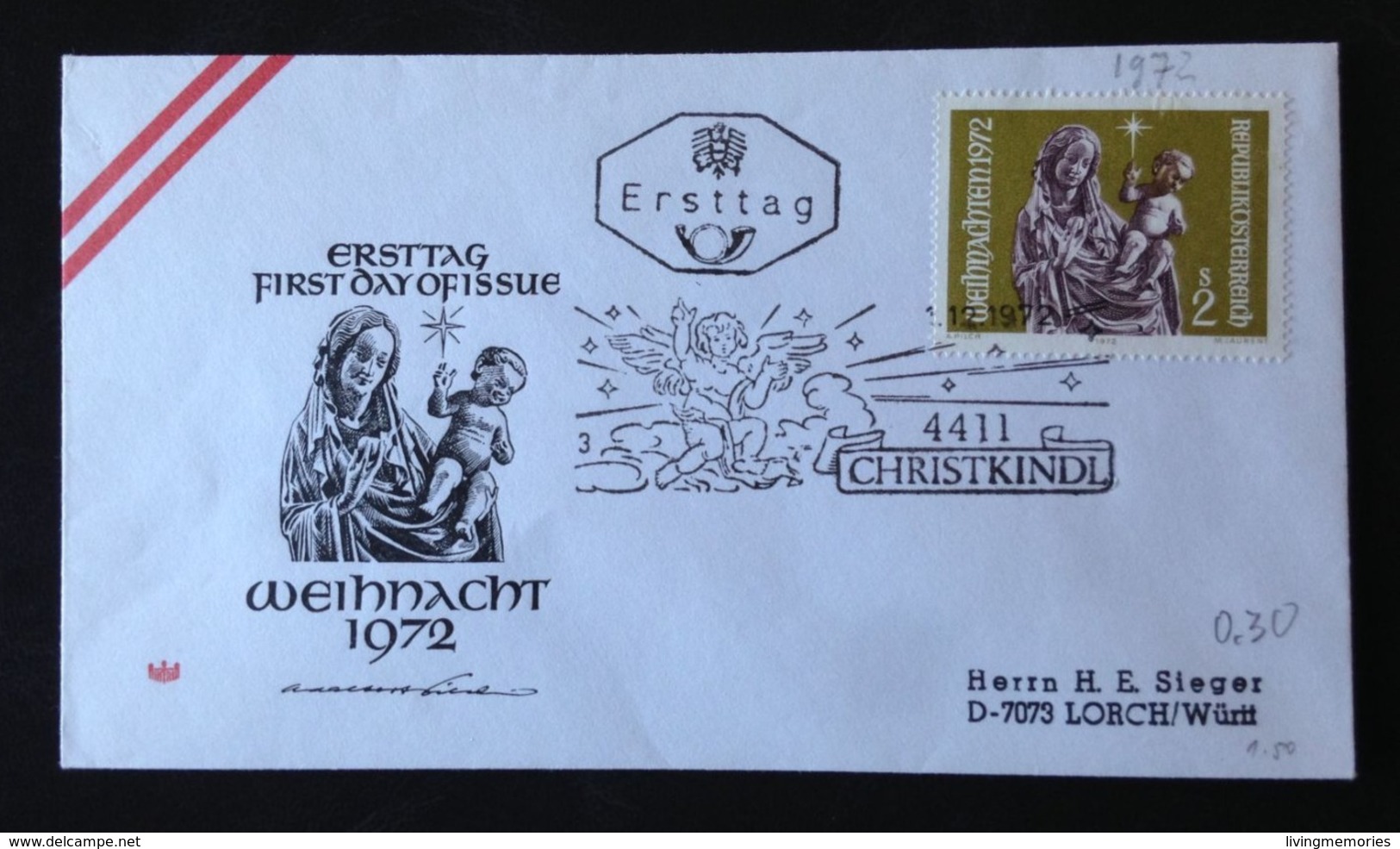 Austria, FDC, "Christmas", 1972 - FDC