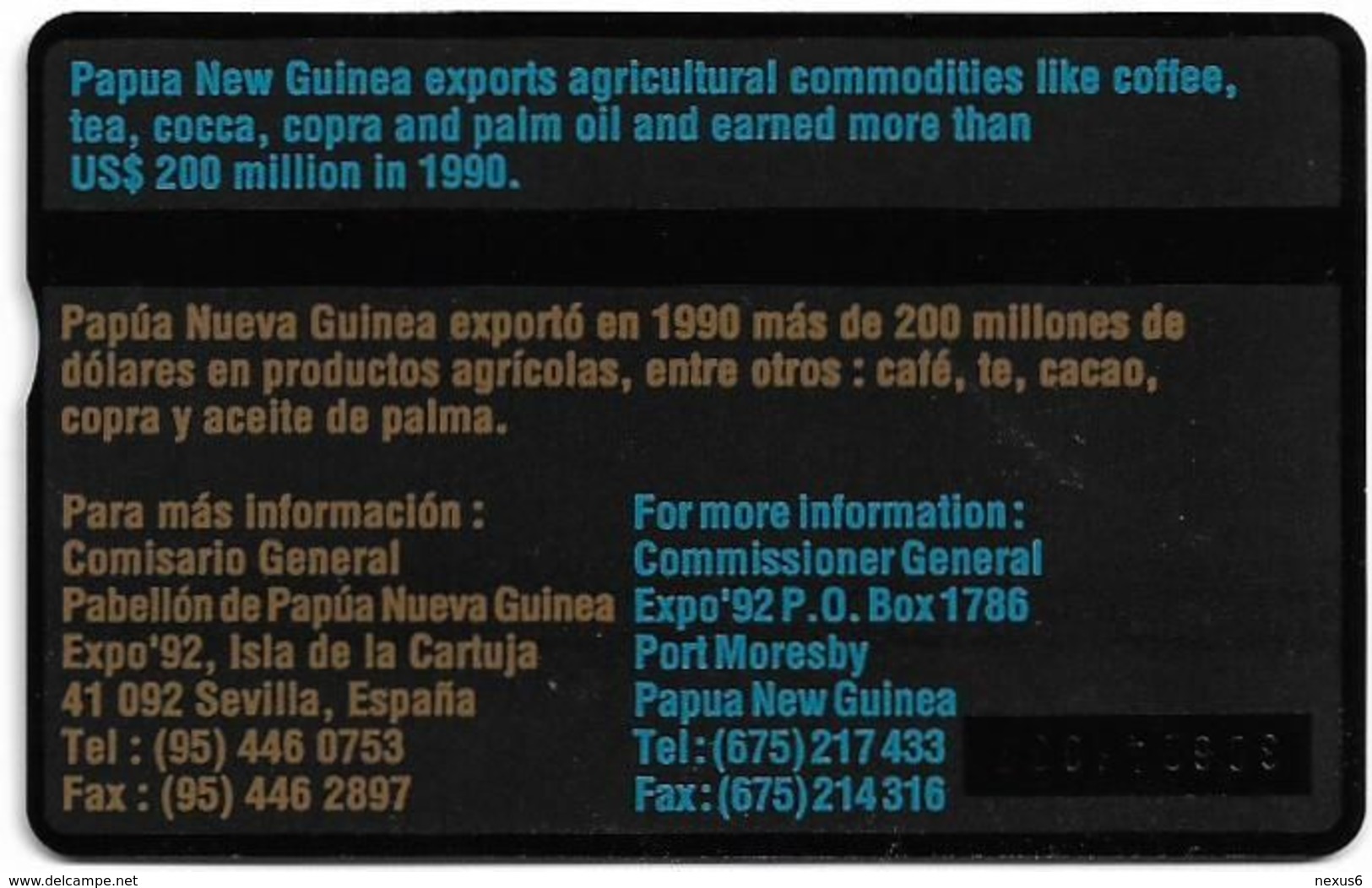 Papua New Guinea - Telikom - L&G - Agricultural Development - 306D - 01.1993, 5U, 20.000ex, Mint - Papua Nueva Guinea