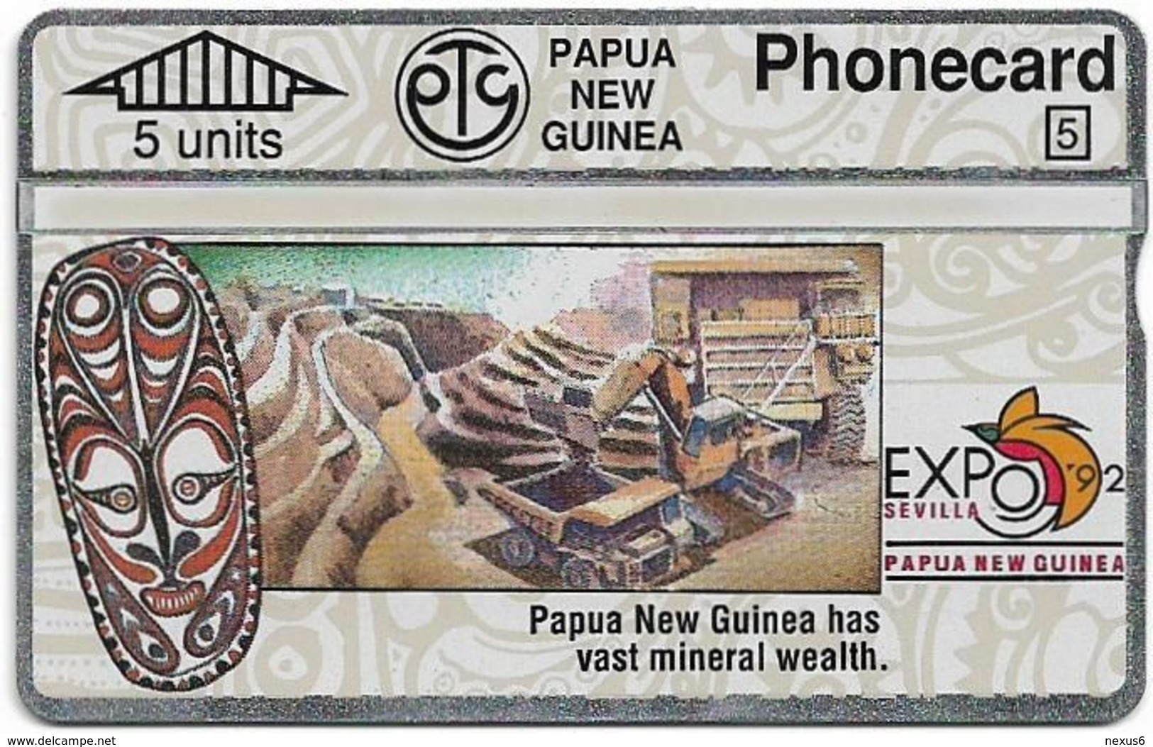 Papua New Guinea - Telikom - L&G - Mineral Wealth - 203A - 05.1992, 5U, 16.000ex, Mint - Papouasie-Nouvelle-Guinée