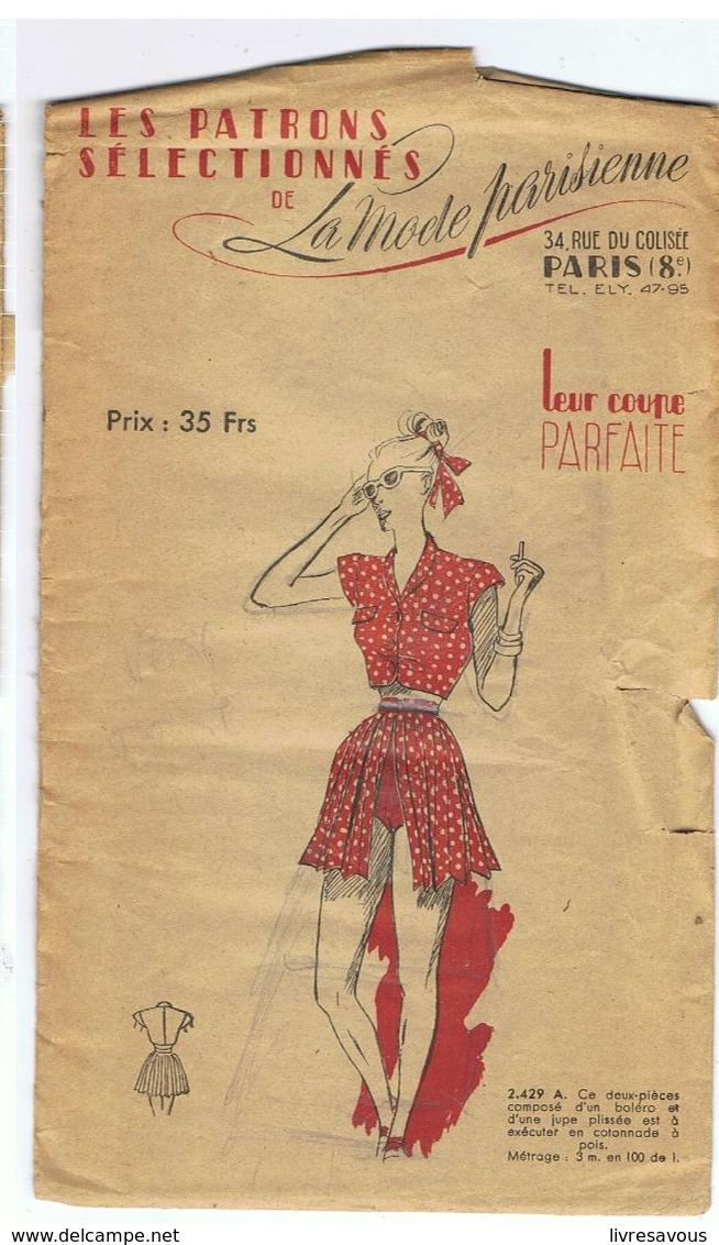 Ce Deux Pièces Composé D'un Boléro Et D'une Jupe Plissée Les Patrons Sélectionnés De La Mode Parisienne Année 1930 - Schnittmuster