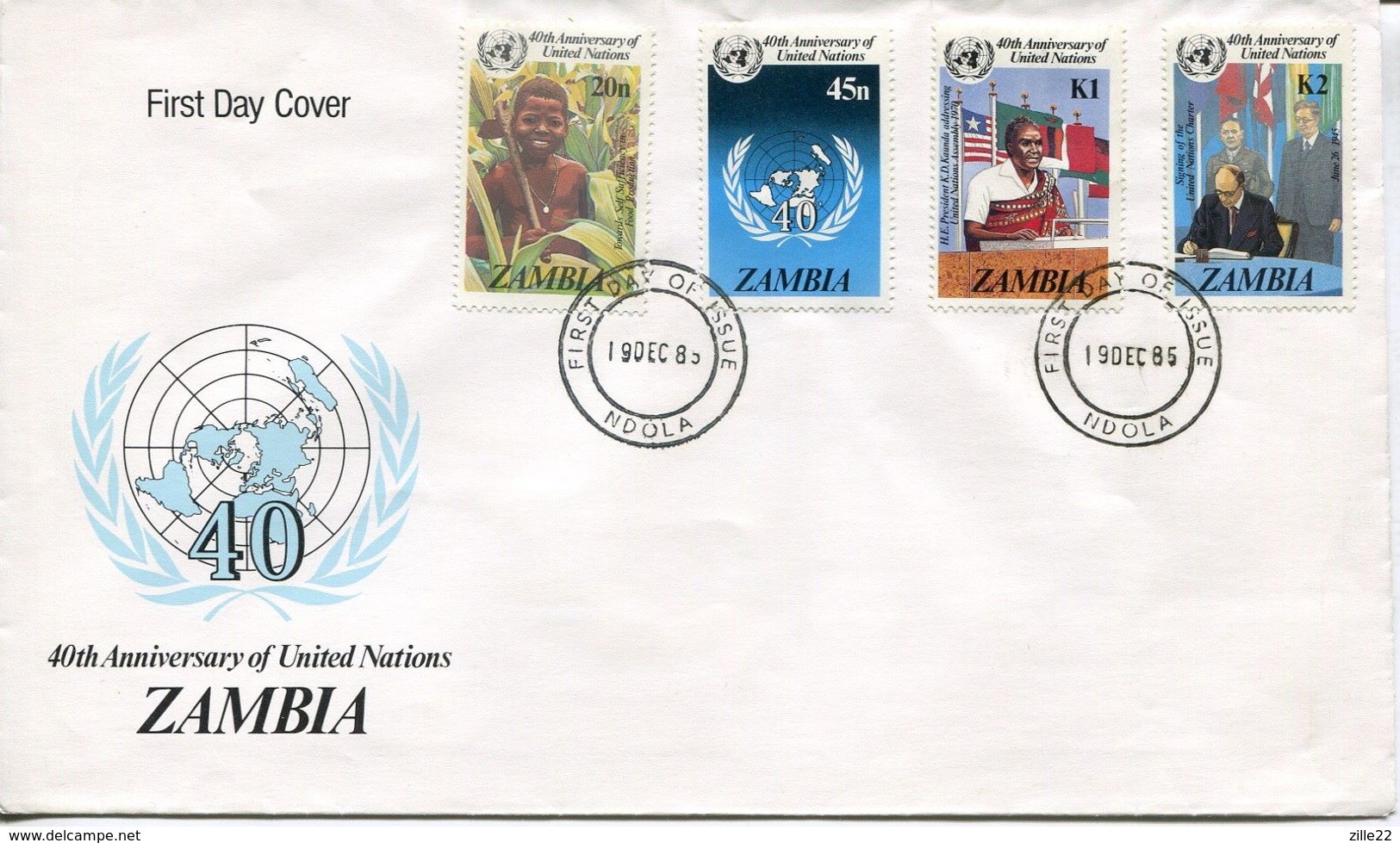 Zambia Sambia Mi# 345-8 Used On FDC - UNO - Zambie (1965-...)