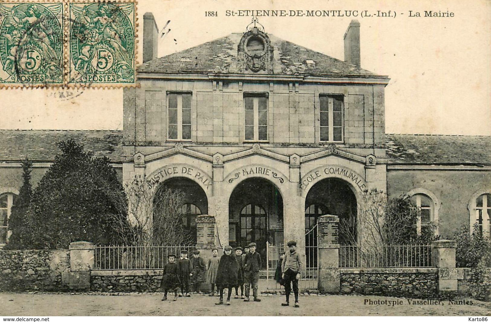 St Etienne De Montluc * 1907 * Place Et La Mairie * Enfants * école Communale * Justice De Paix - Saint Etienne De Montluc