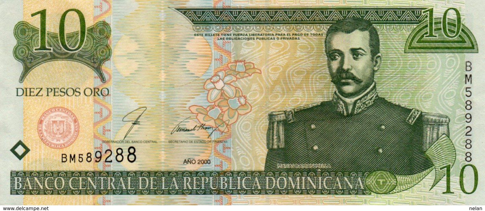 DOMINICAN REPUBLIC  10 PESOS ORO 2000 P-159a.2  AUNC - Dominikanische Rep.